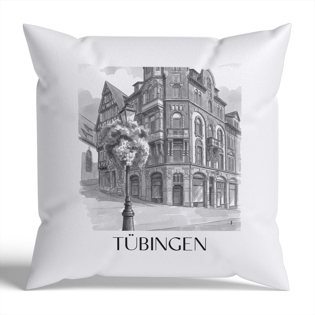 tübingen-deutschland-deutschland-kissenbezug-aquarell-schwarz-weiss