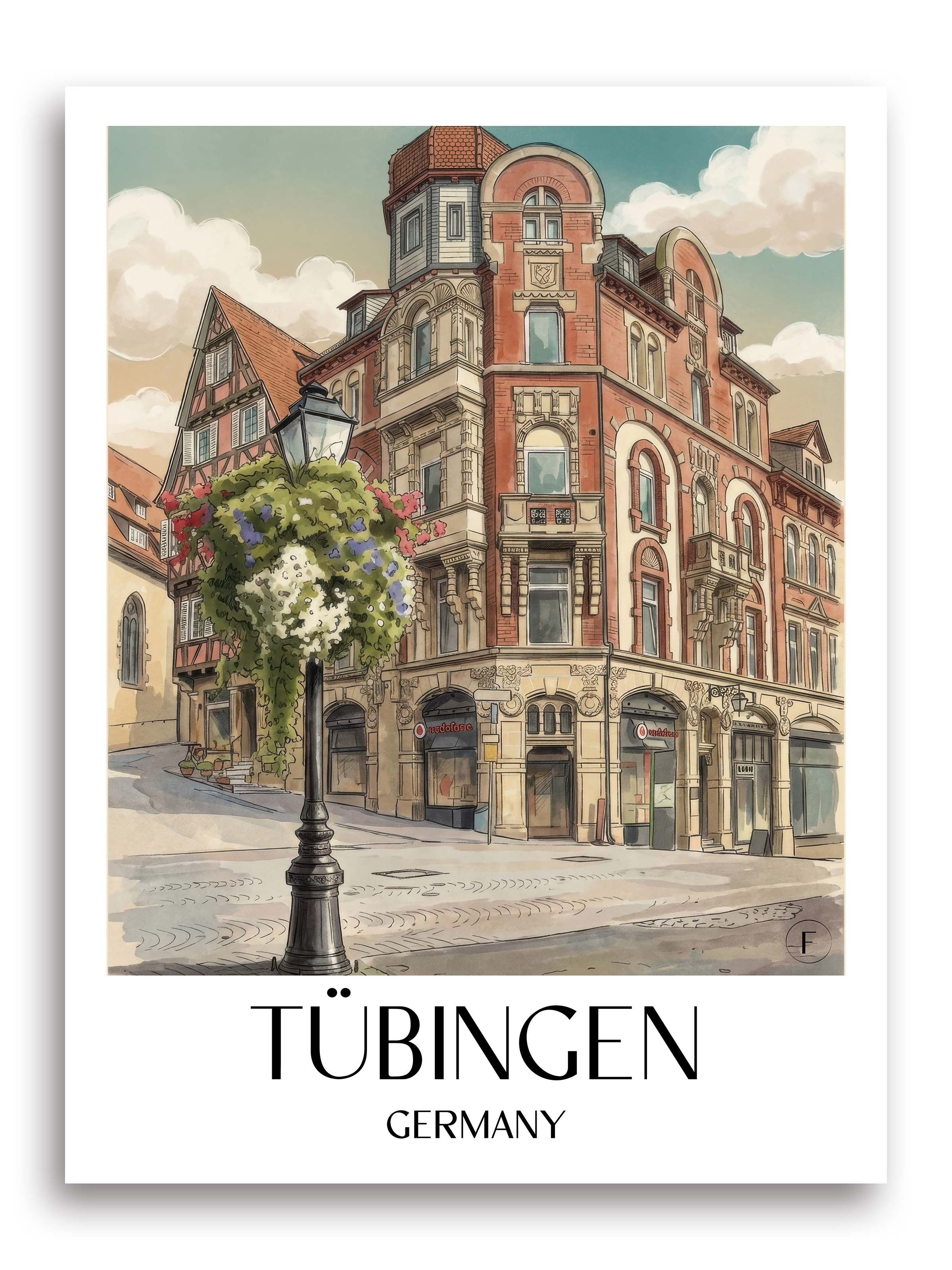 Tübingen Poster - - Deutschland Kunstdruck - Aquarell von A4 bis A1 - favplace