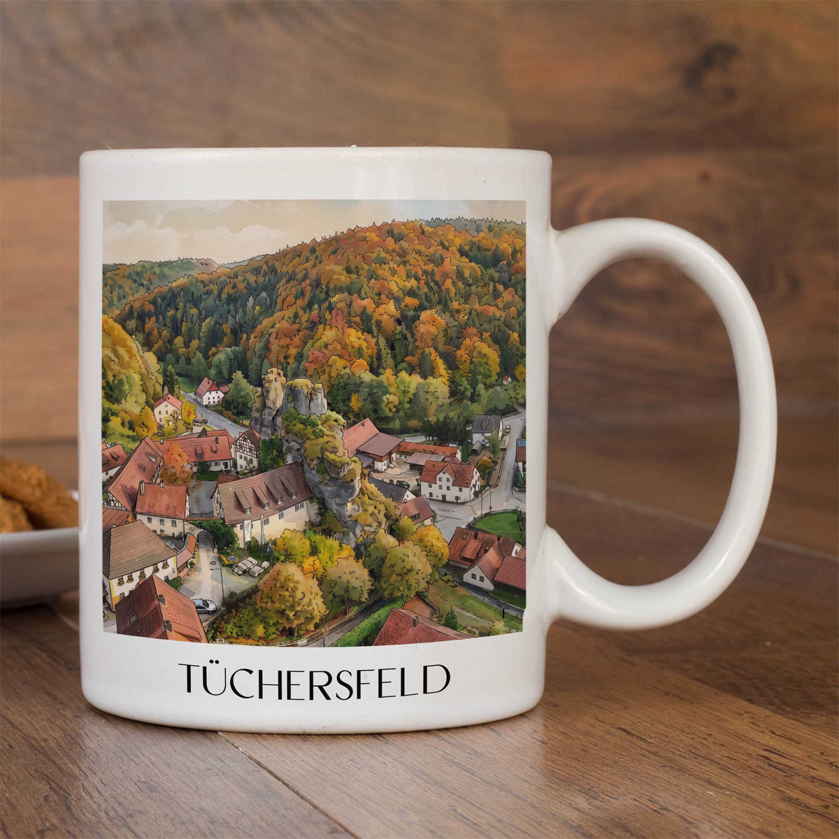 tüchersfeld-fränkische-schweiz-deutschland-kaffeebecher-aquarell