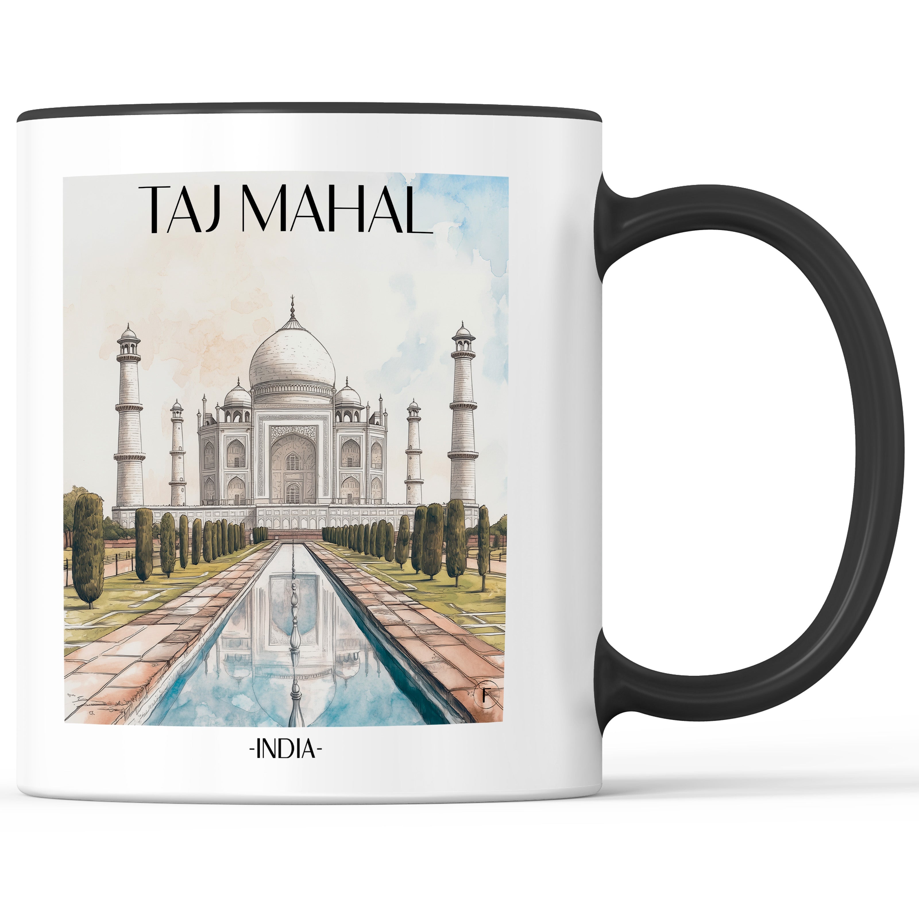 Taj Mahal - Indien Becher - Kaffeetasse im Aquarell Stil - favplace