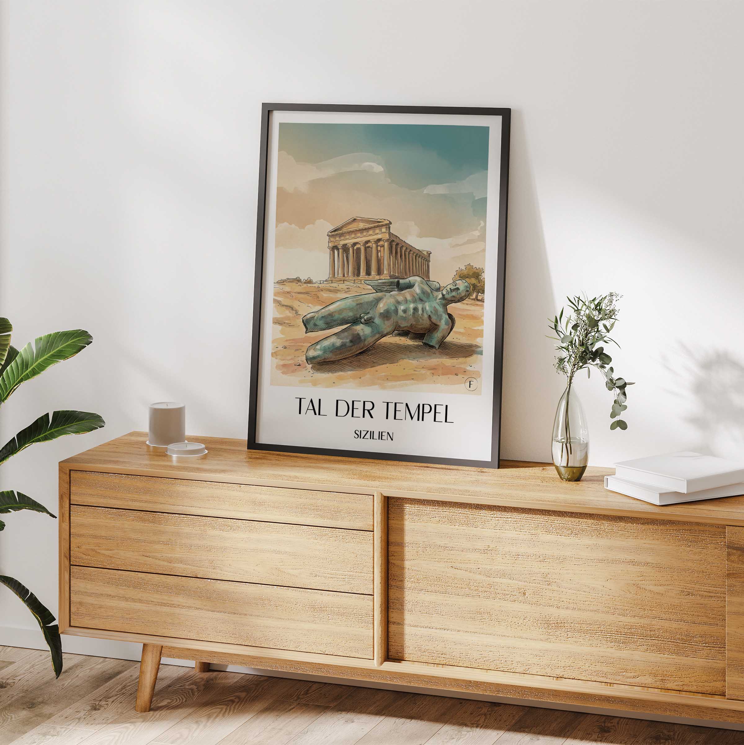 tal-der-tempel-sizilien-italien-poster-aquarell