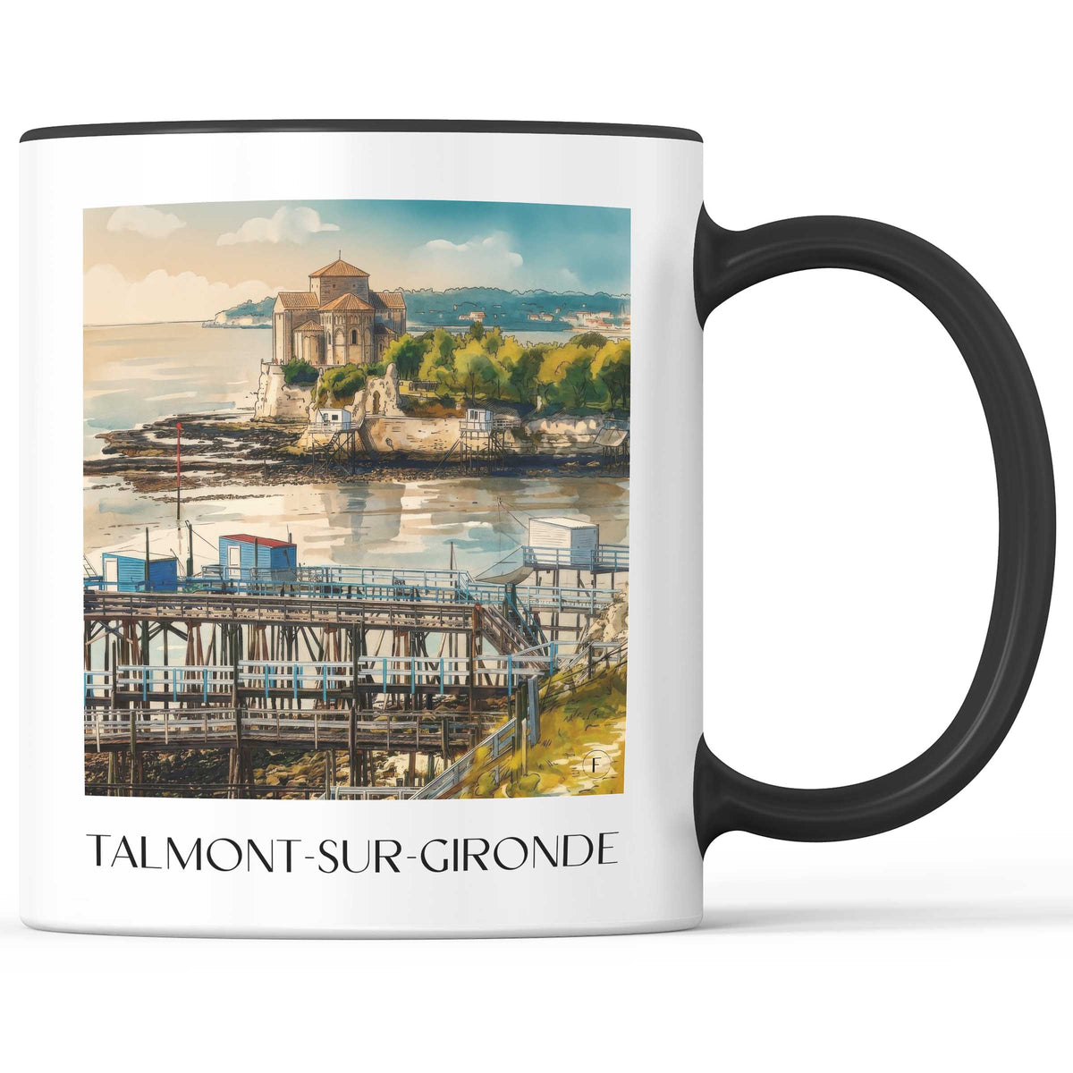 Talmont-sur-Gironde Kaffeebecher - Estuaire de la Gironde - Frankreich Becher - Kaffeetasse im Aquarell Stil - favplace