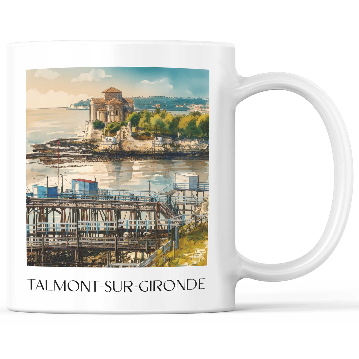 Talmont-sur-Gironde Kaffeebecher - Estuaire de la Gironde - Frankreich Becher - Kaffeetasse im Aquarell Stil - favplace