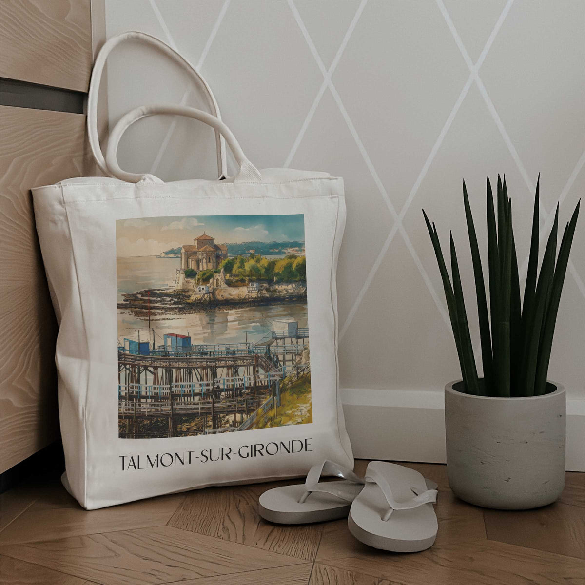 talmont-sur-gironde-estuaire-de-la-gironde-frankreich-einkaufstasche-aquarell