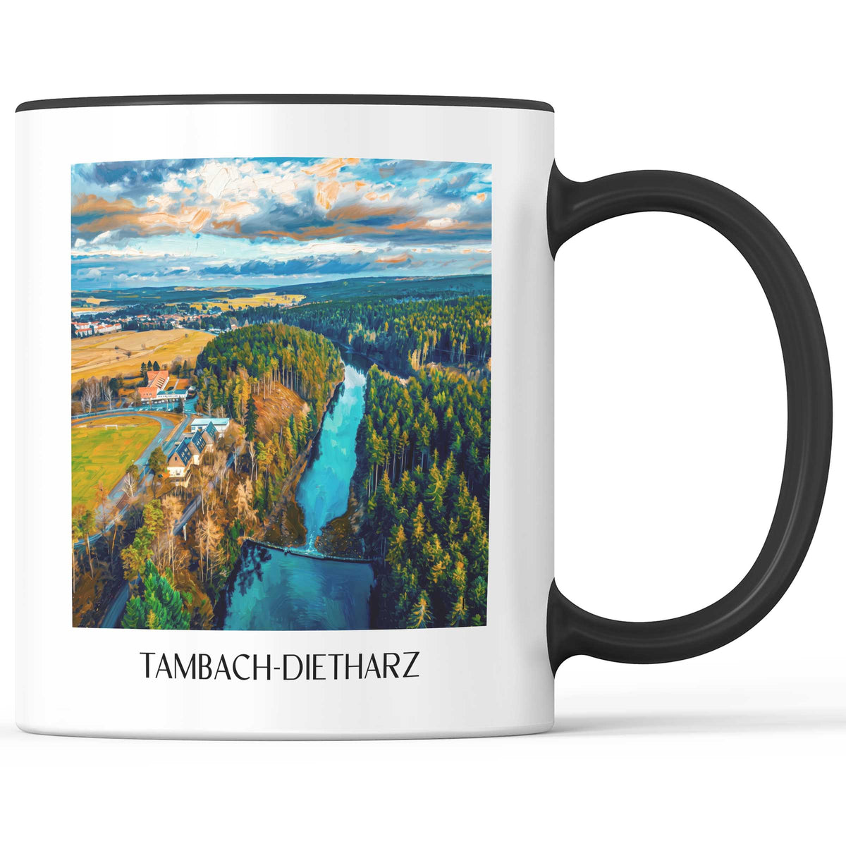 Tambach-Dietharz Kaffeebecher - Thüringer Wald - Deutschland Becher - Kaffeetasse im Ölgemälde Stil