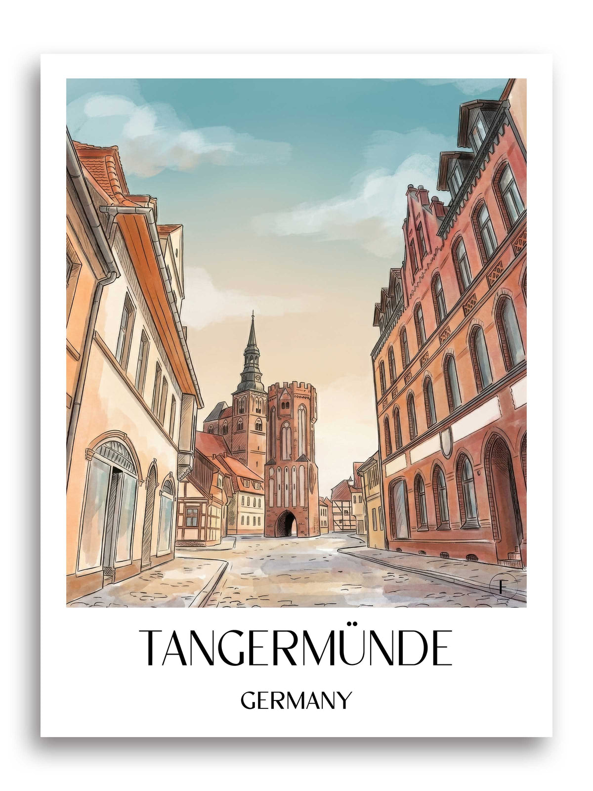 Tangermünde Poster - Altmark - Deutschland Kunstdruck - Aquarell von A4 bis A1 - favplace
