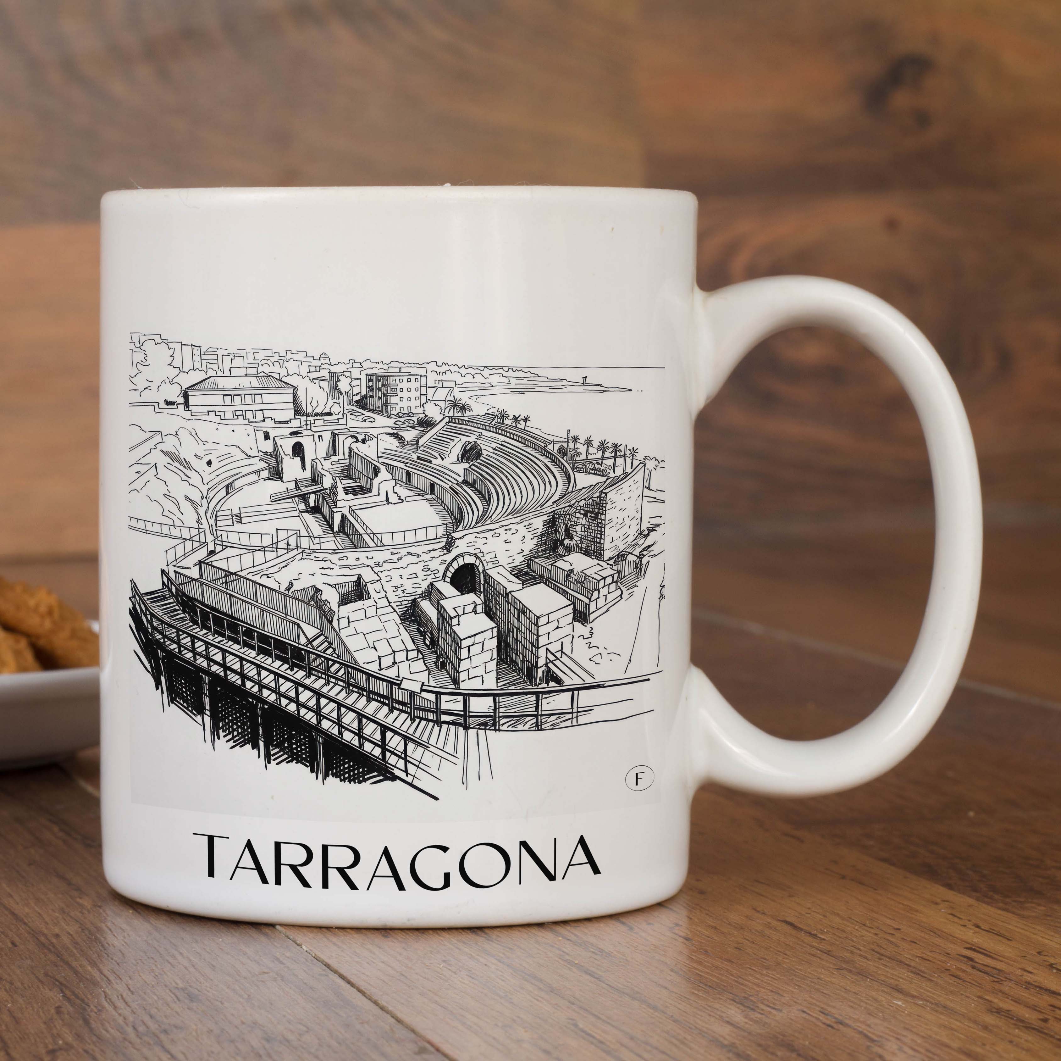 tarragona-spanien-spanien-kaffeebecher-skizze