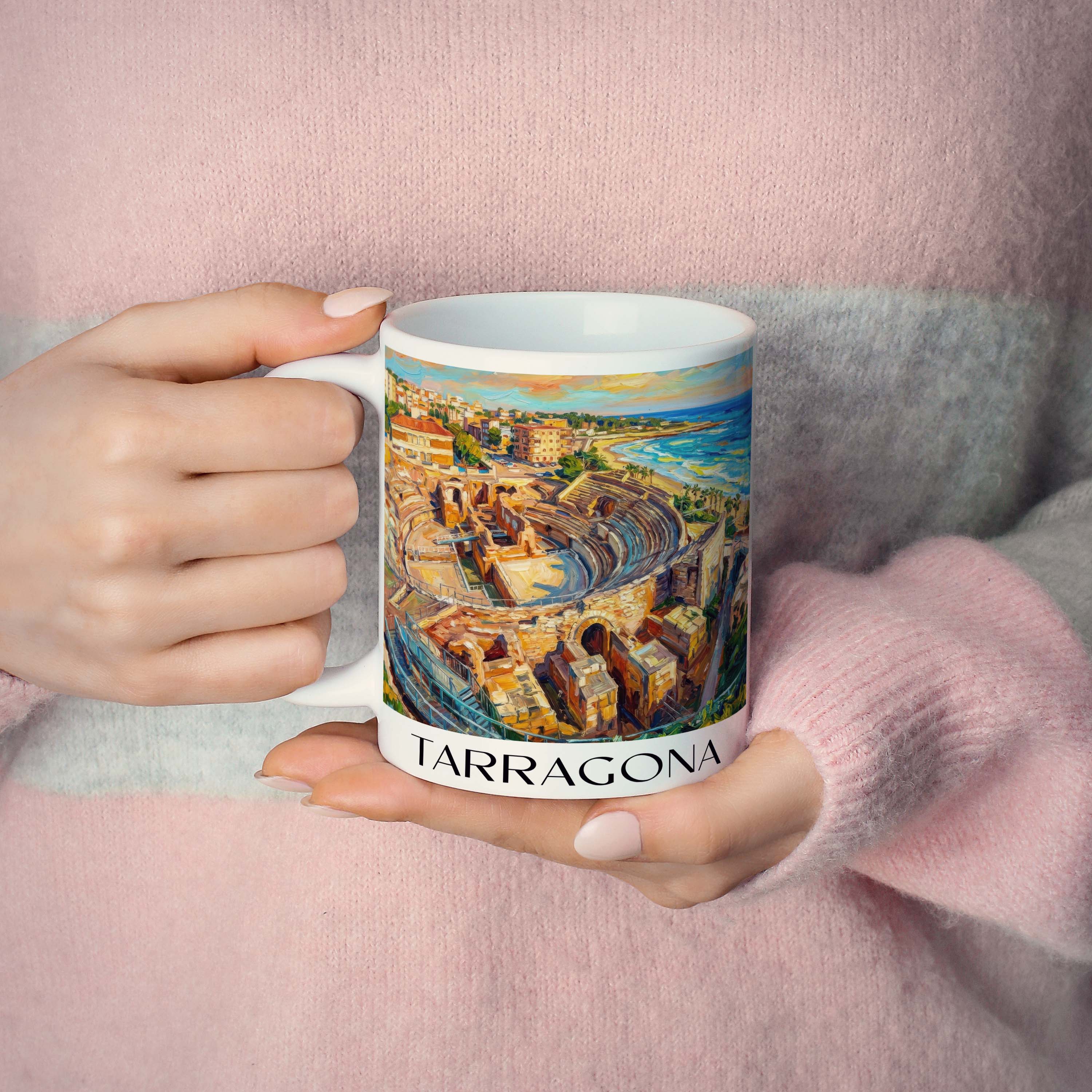 tarragona-spanien-spanien-kaffeebecher-oil-painting-oelgemaelde