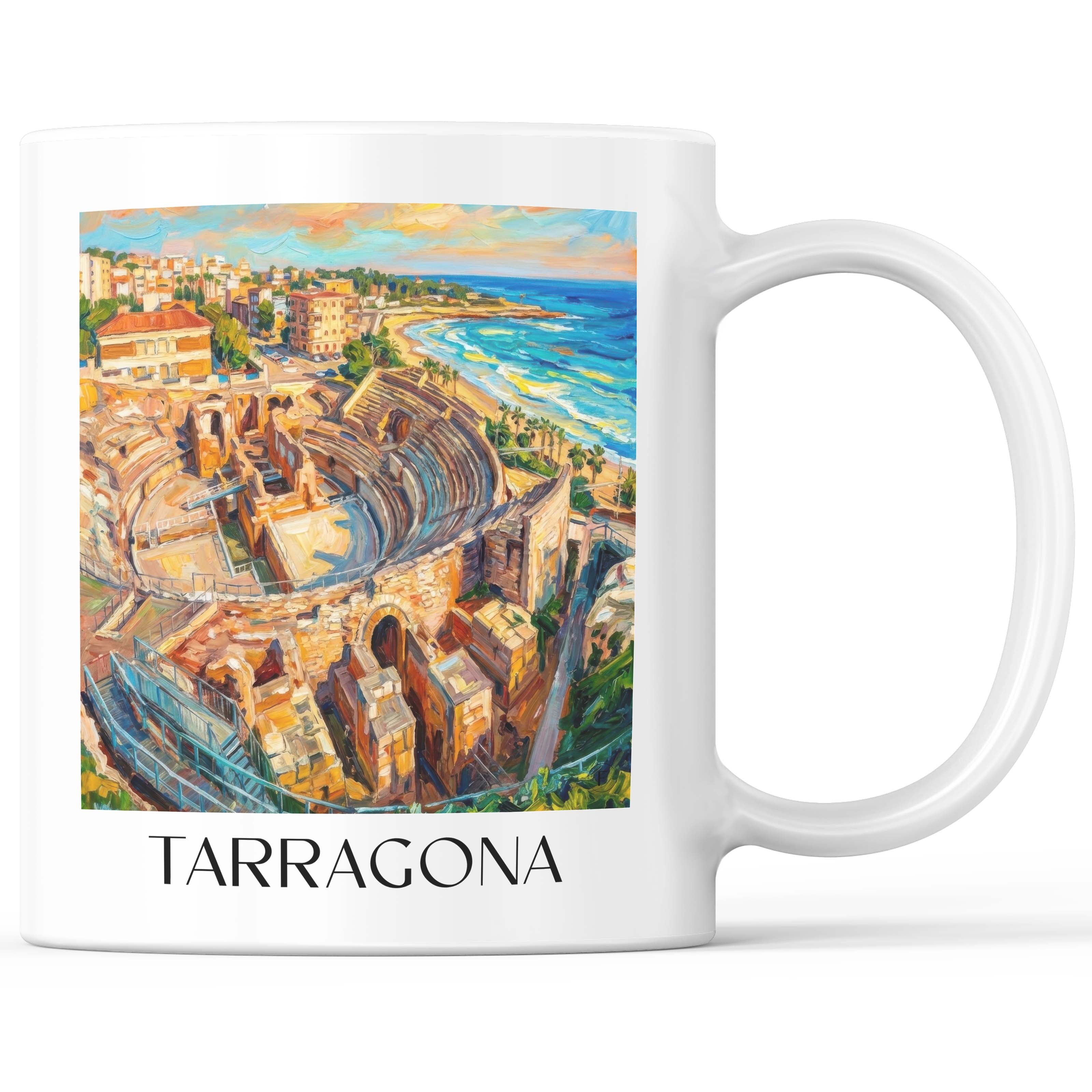 Tarragona Kaffeebecher - Spanien - Spanien Becher - Kaffeetasse im Ölgemälde Stil - favplace