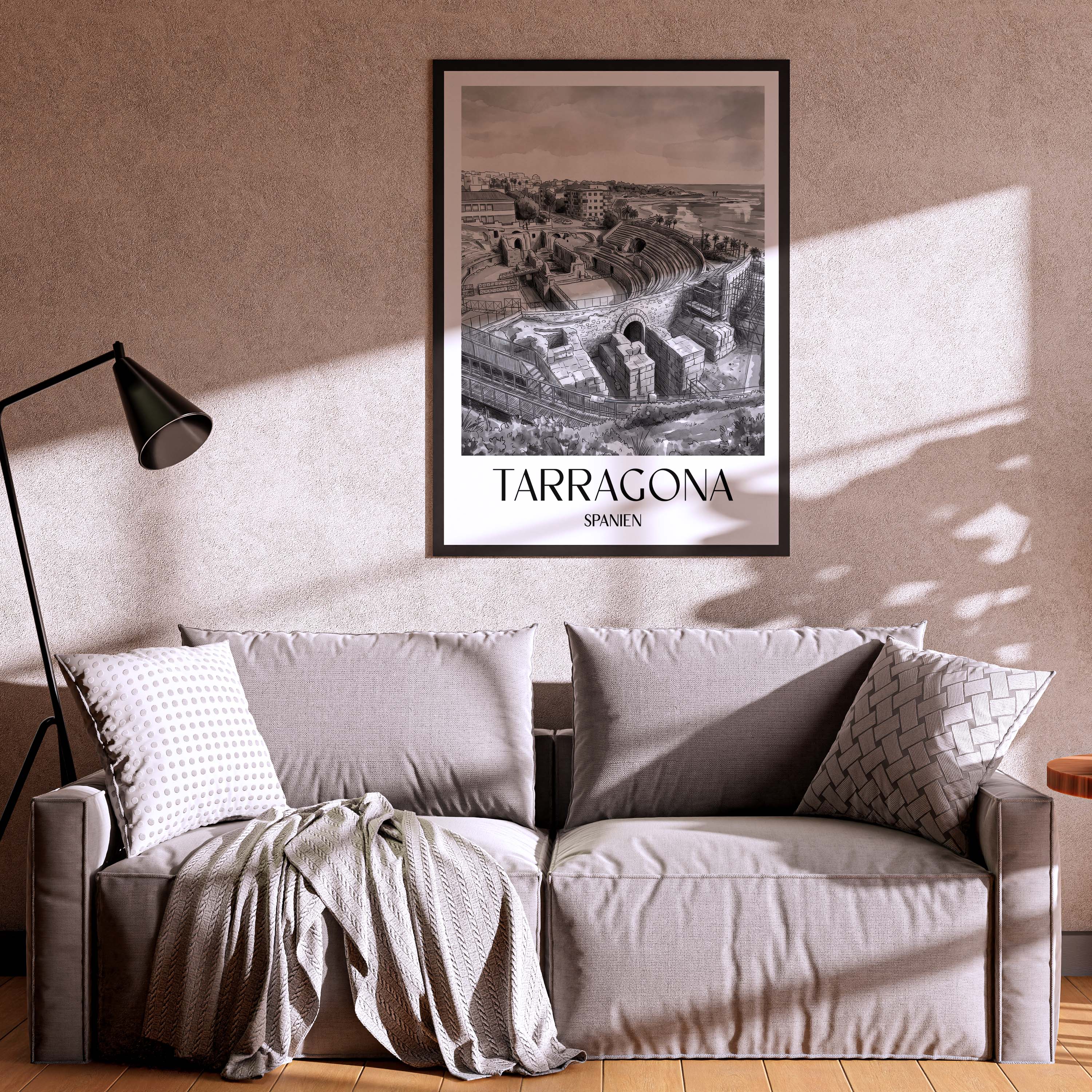 tarragona-spanien-spanien-poster-aquarell-schwarz-weiss