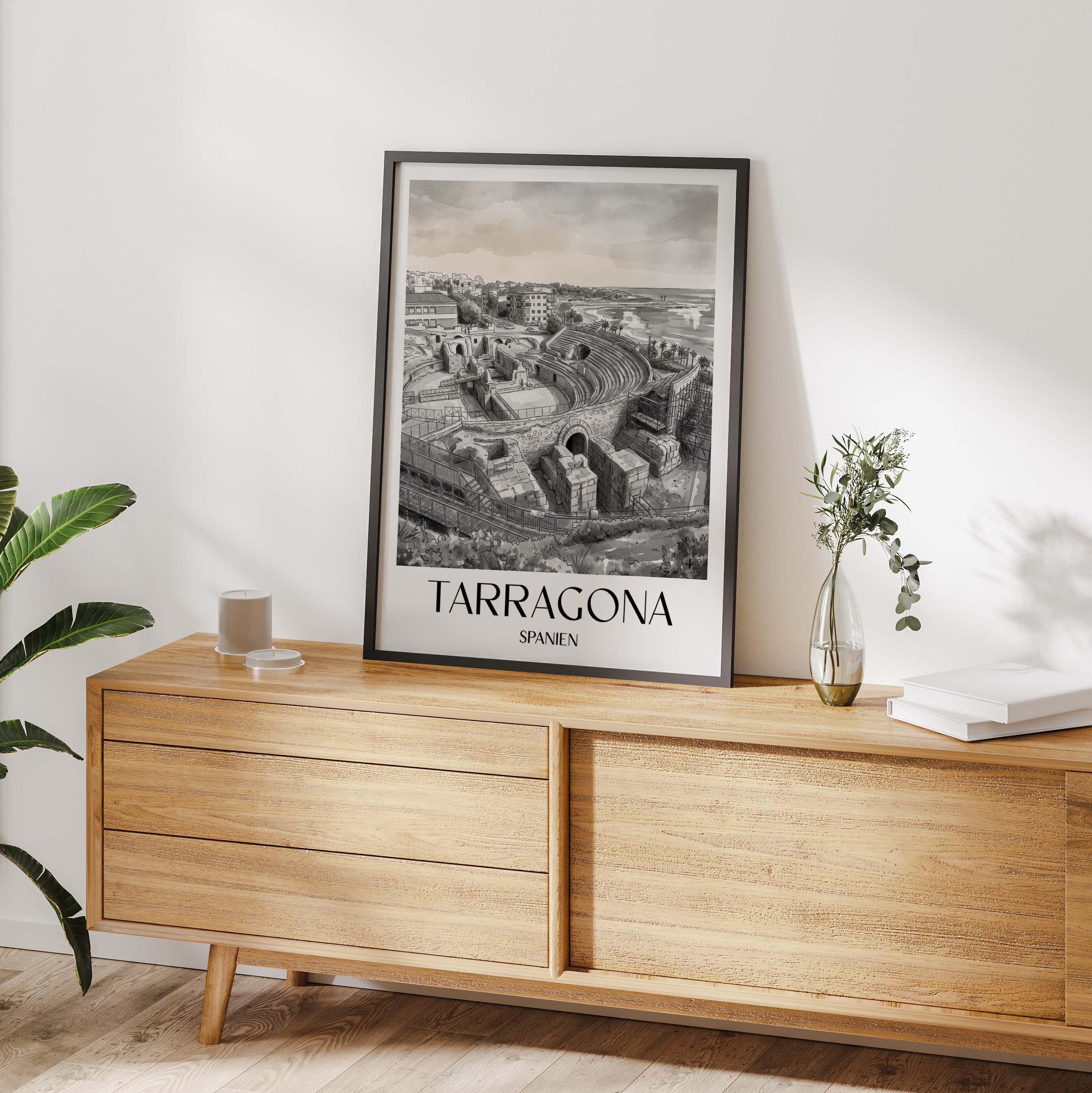 tarragona-spanien-spanien-poster-aquarell-schwarz-weiss