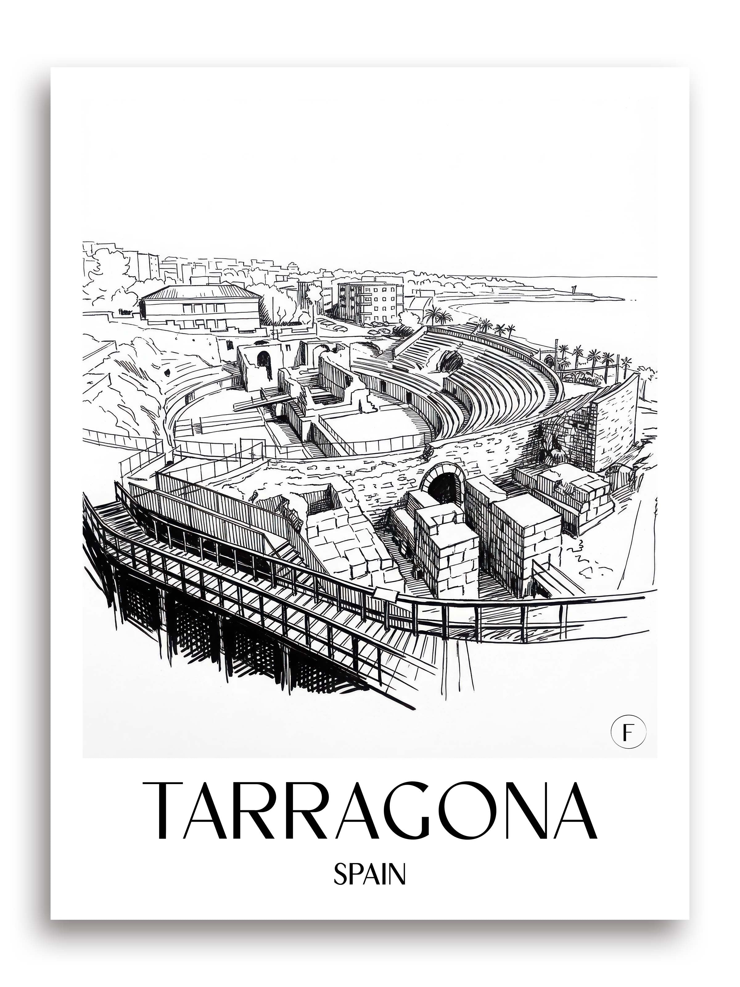 Tarragona Poster - Spanien - Spanien Kunstdruck - Skizze von A4 bis A1 - favplace