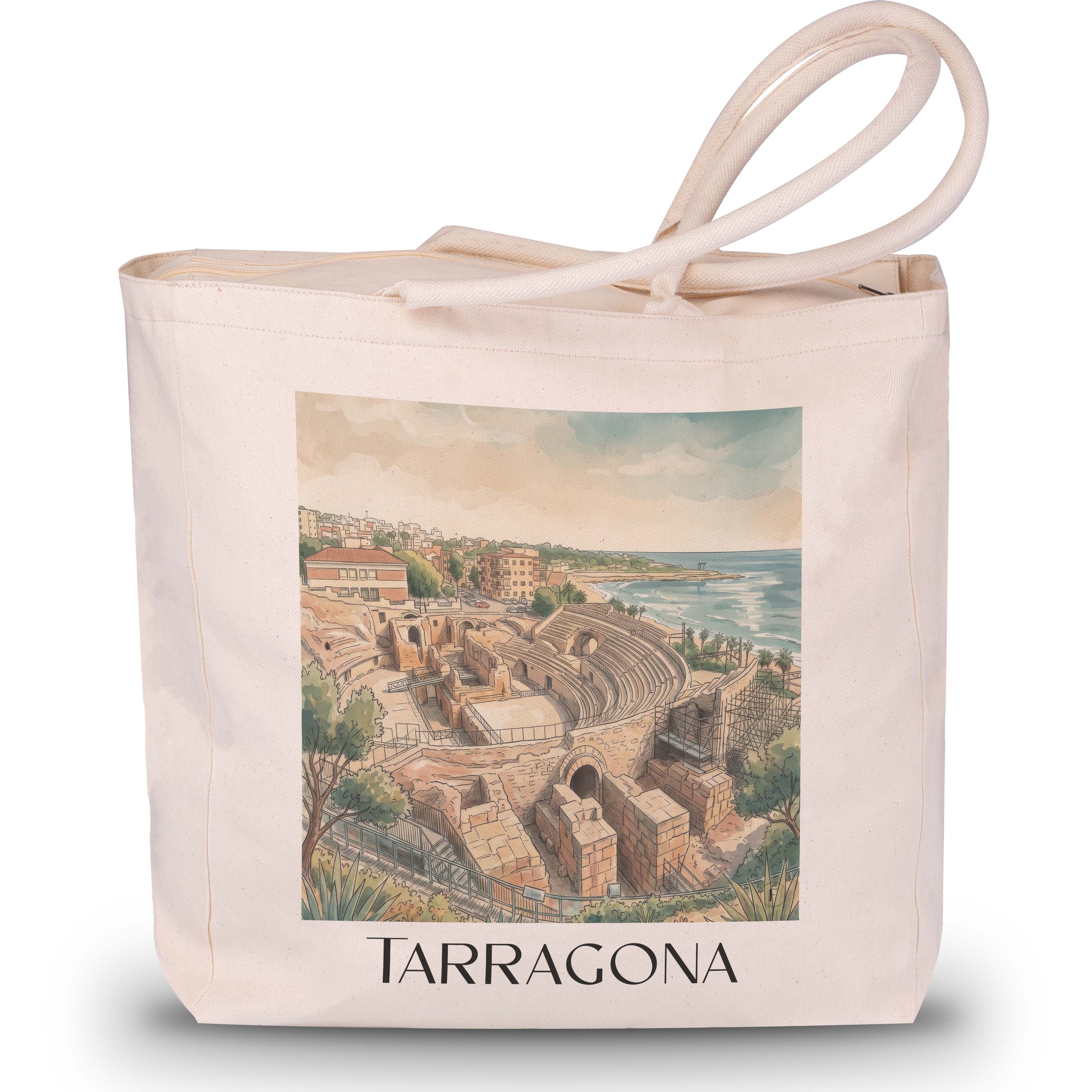 Tarragona Shopping Tasche - Spanien - Spanien Tote Bag - Einkaufstasche im Aquarell Stil - favplace