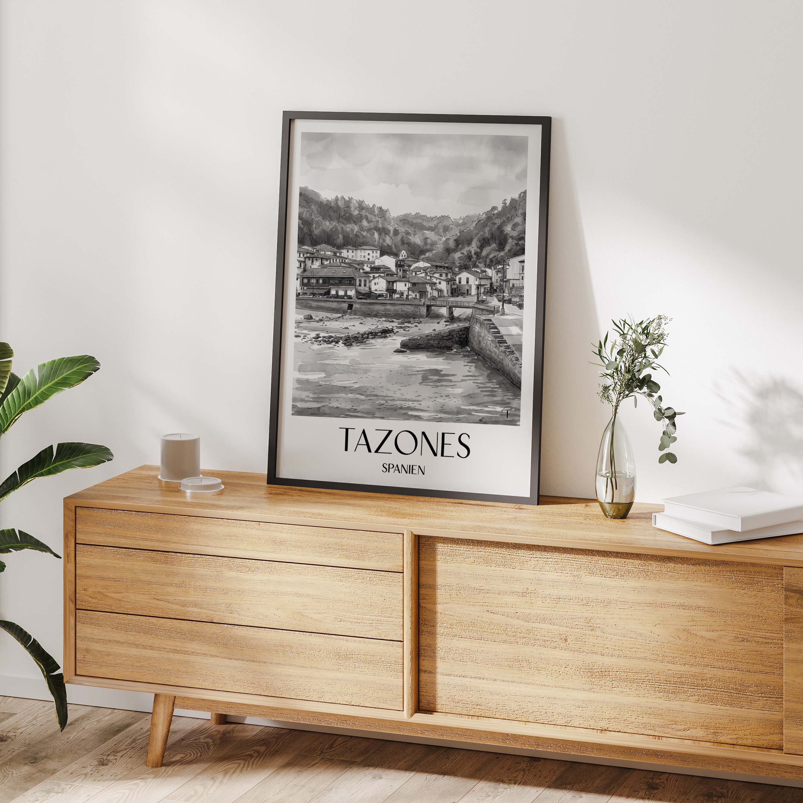 tazones-spanien-spanien-poster-aquarell-schwarz-weiss