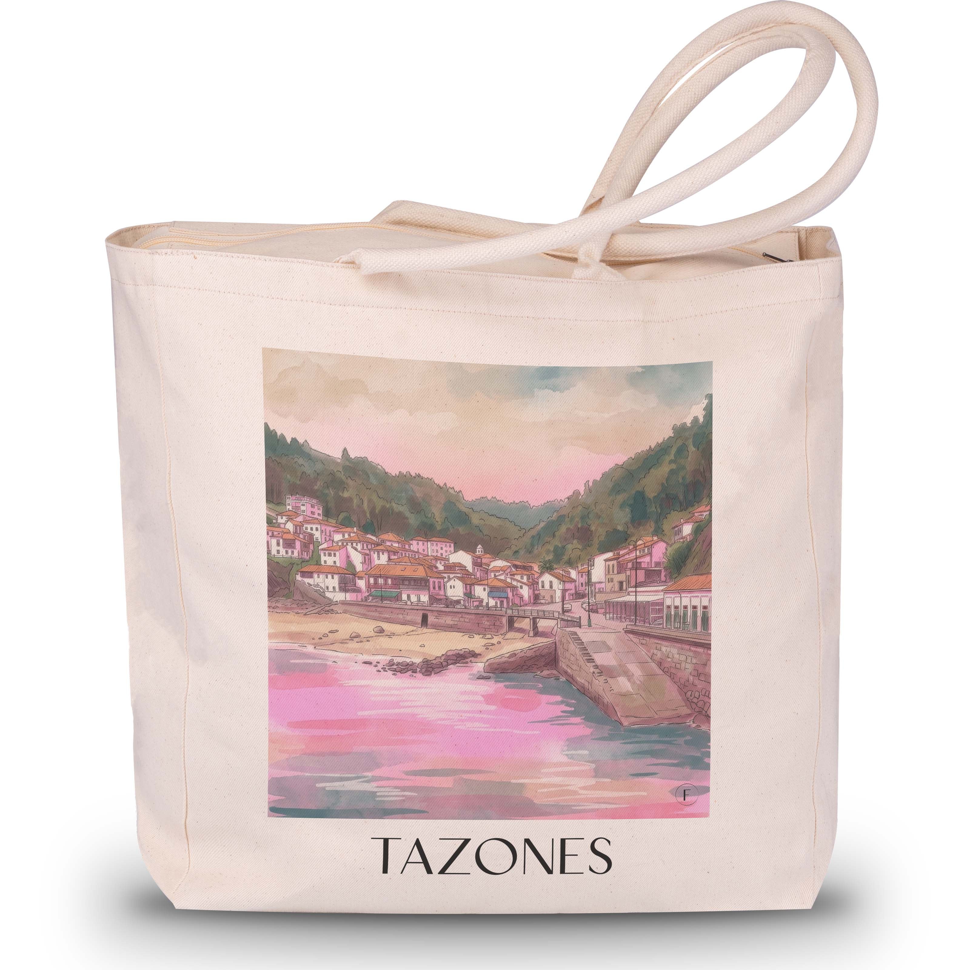 Tazones Shopping Tasche - Spanien - Spanien Tote Bag - Einkaufstasche im Aquarell Pink Stil - favplace
