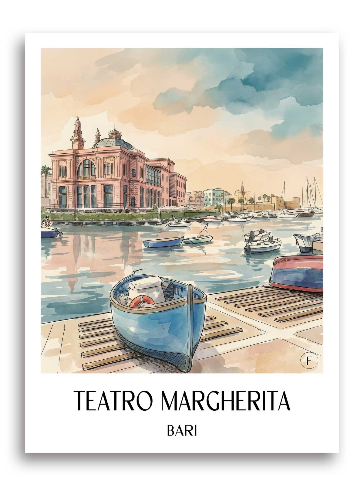 Teatro Margherita Poster - Bari - Italien Kunstdruck - Aquarell von A4 bis A1 - favplace