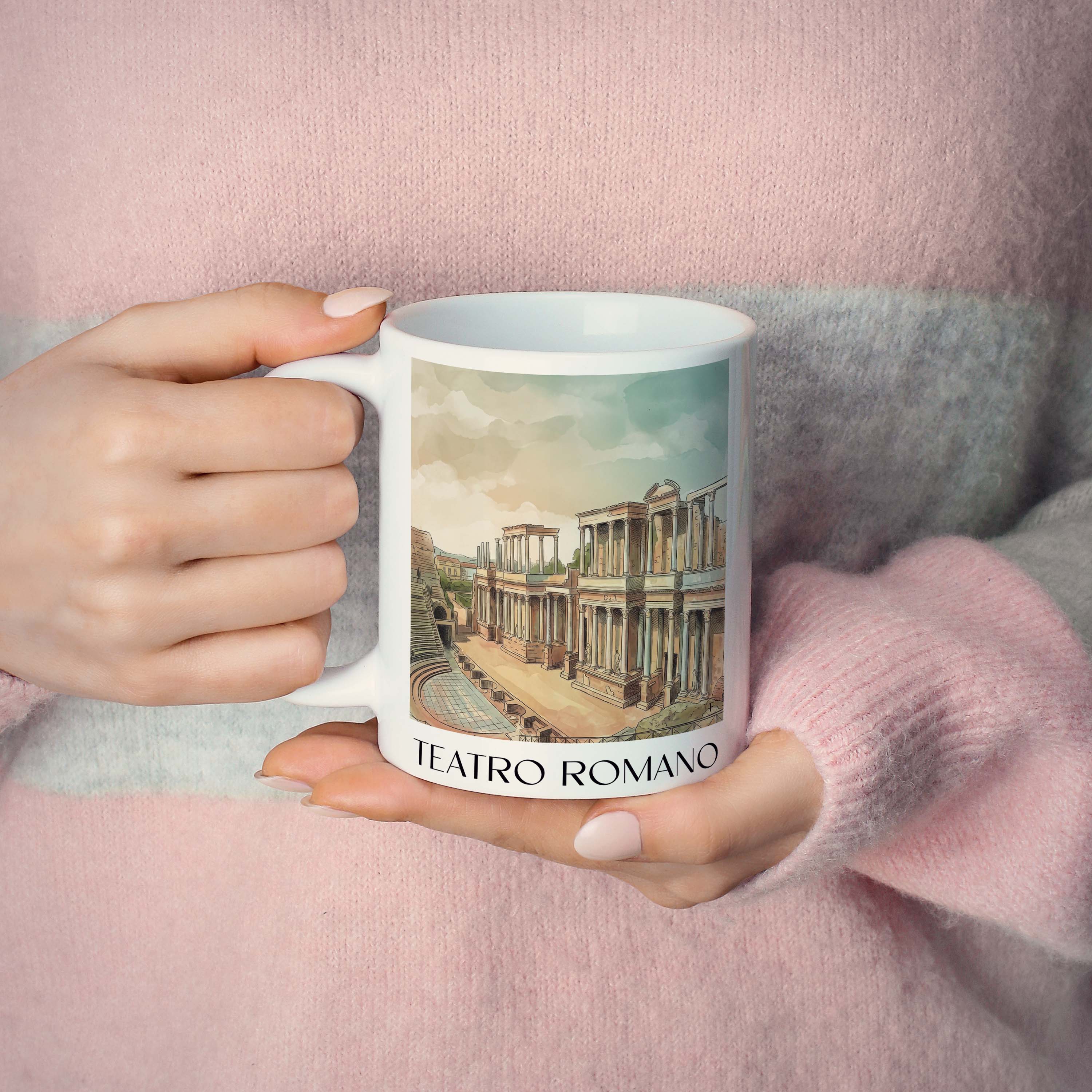 teatro-romano-mérída-spanien-kaffeebecher-aquarell