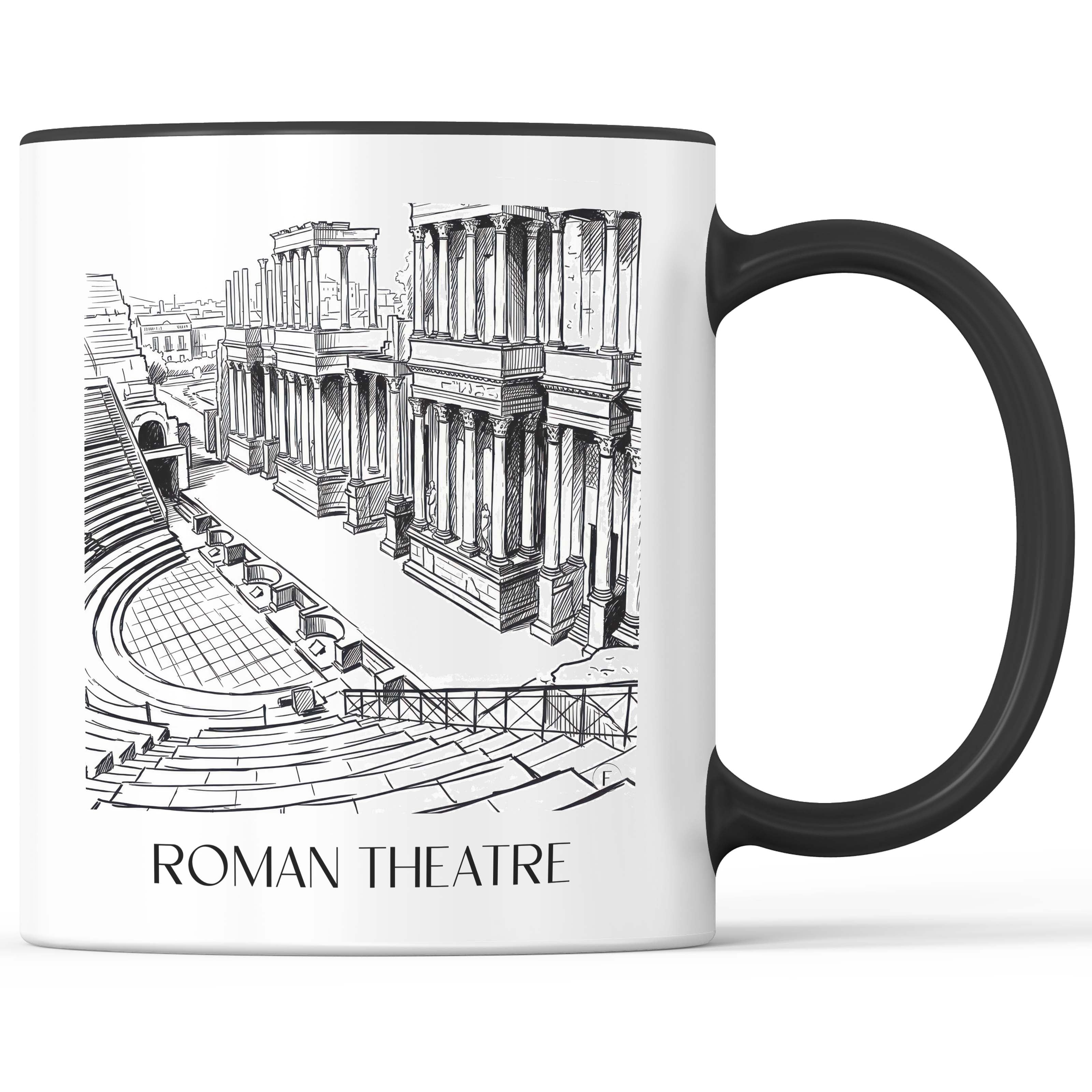 Teatro Romano Kaffeebecher - Mérída - Spanien Becher - Kaffeetasse im Skizze Stil - favplace