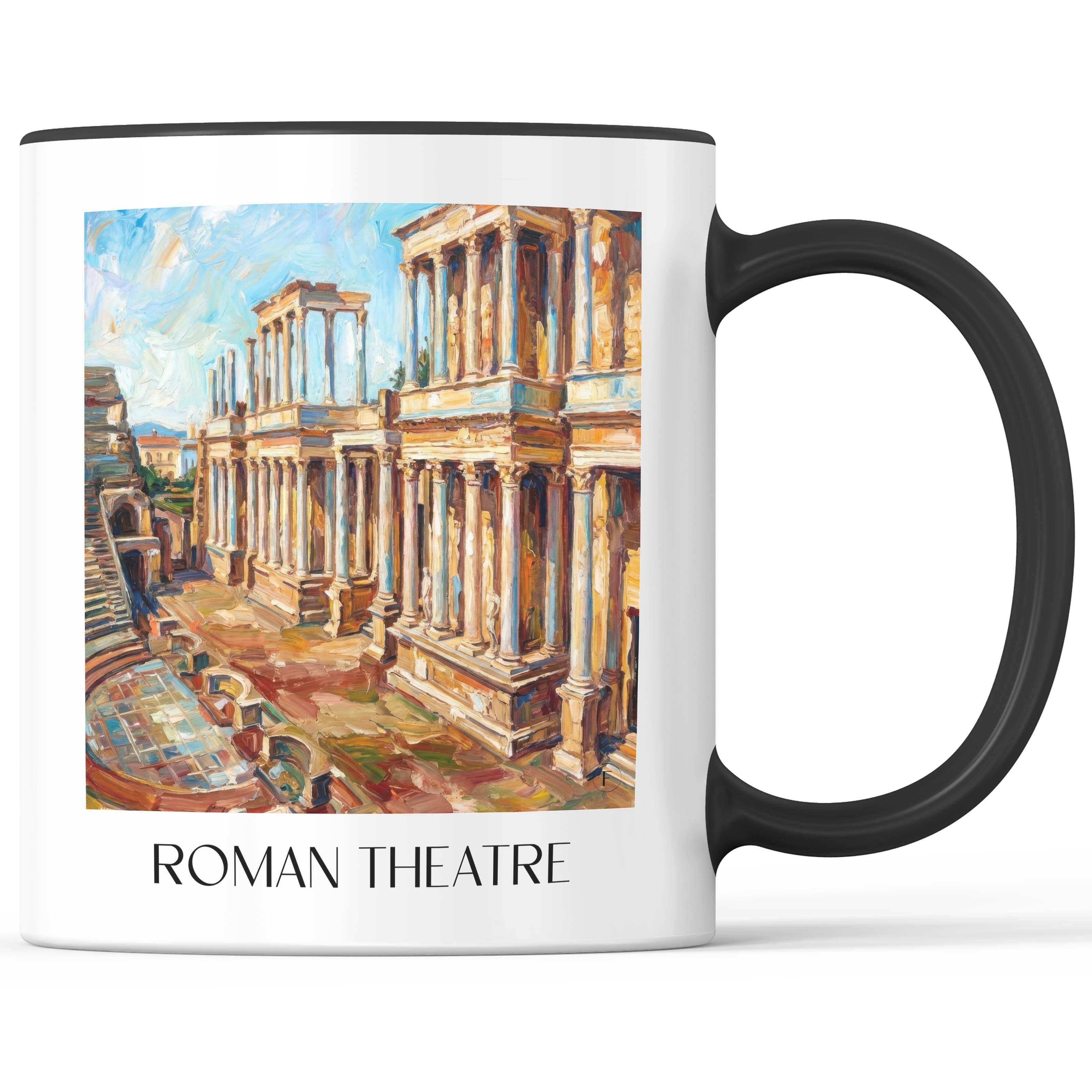 Teatro Romano Kaffeebecher - Mérída - Spanien Becher - Kaffeetasse im Ölgemälde Stil - favplace