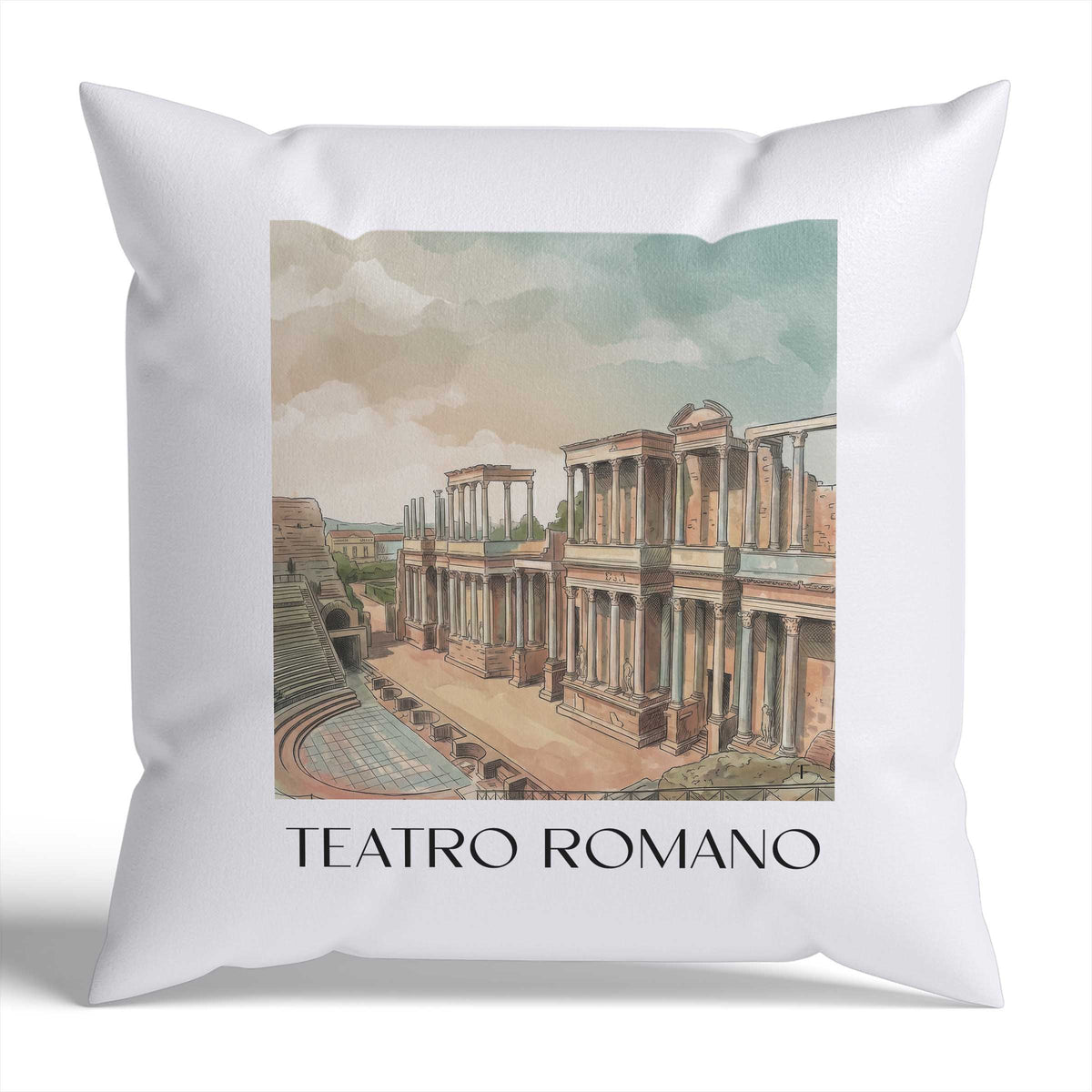 teatro-romano-mérída-spanien-kissenbezug-aquarell