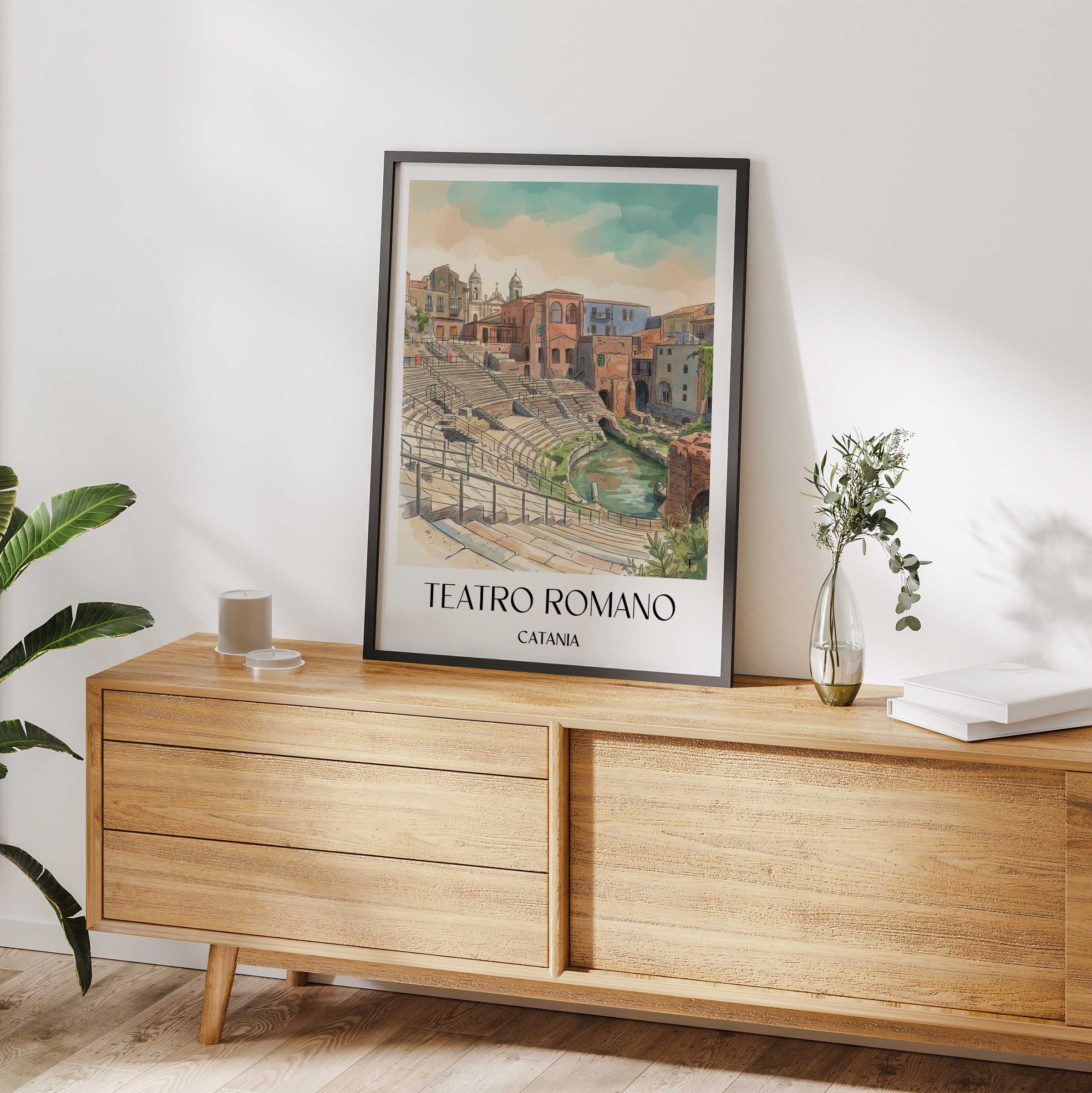 teatro-romano-catania-italien-poster-aquarell
