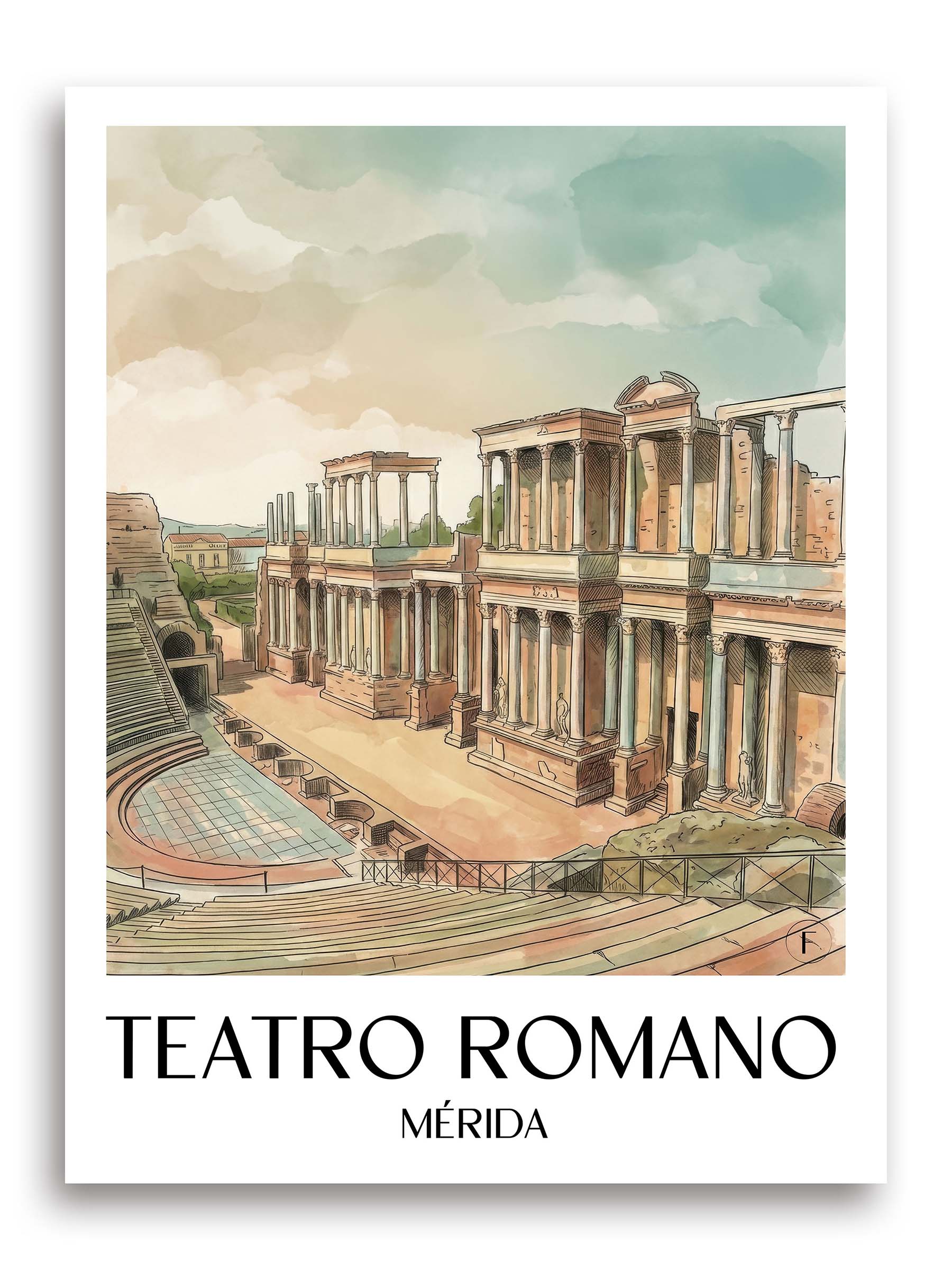 teatro-romano-mérída-spanien-poster-aquarell