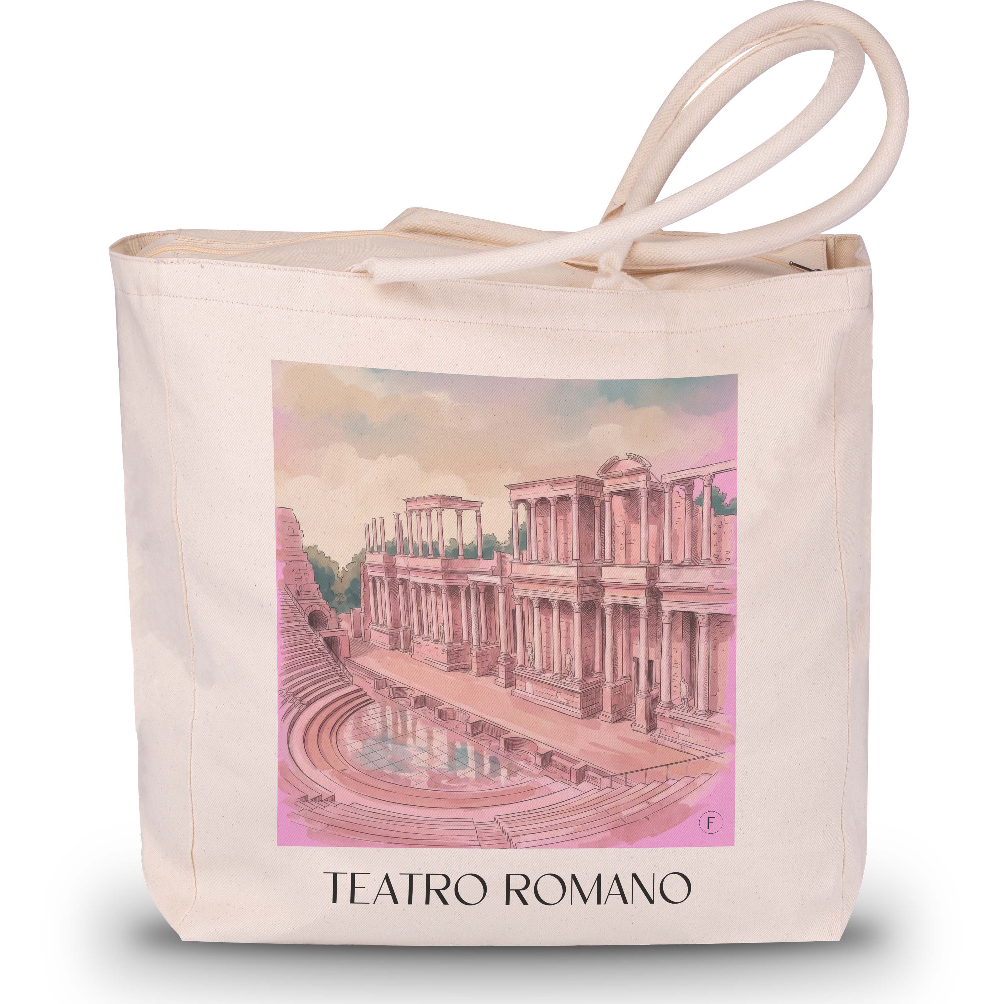 teatro-romano-mérída-spanien-einkaufstasche-aquarell-pink-rosa