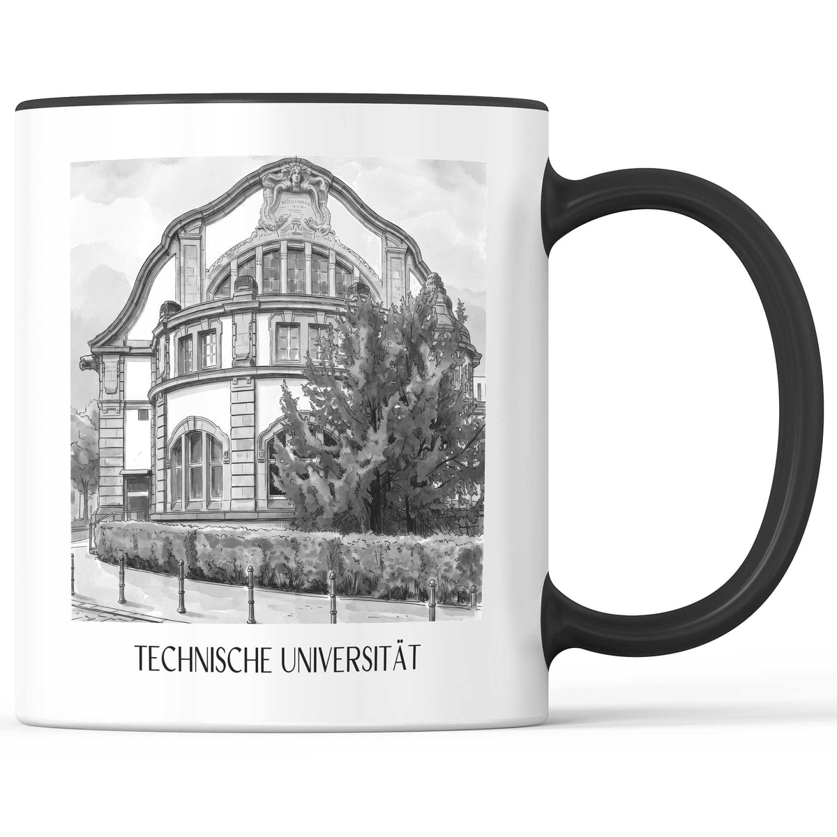 technische-universität-darmstadt-deutschland-kaffeebecher-aquarell-schwarz-weiss