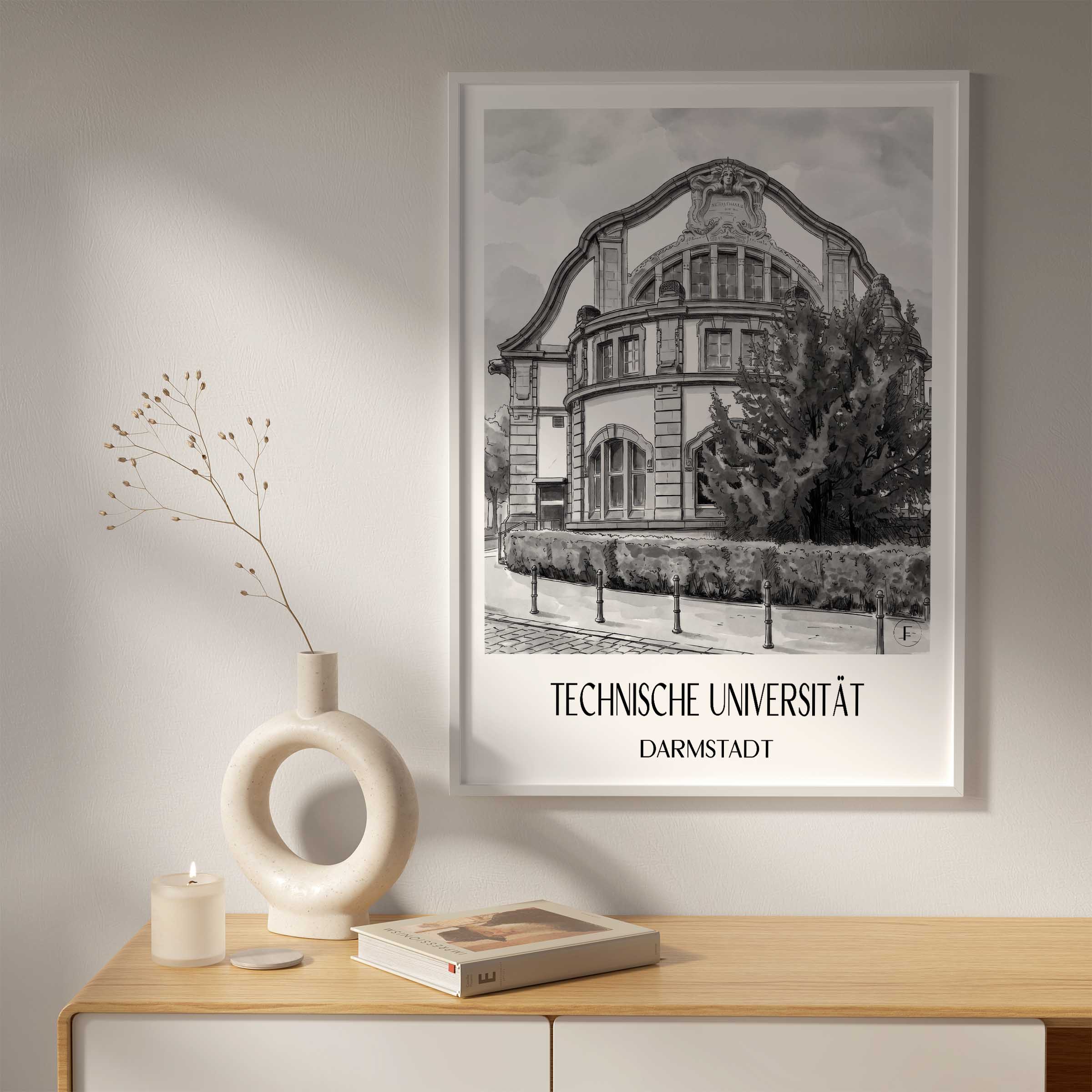 technische-universität-darmstadt-deutschland-poster-aquarell-schwarz-weiss