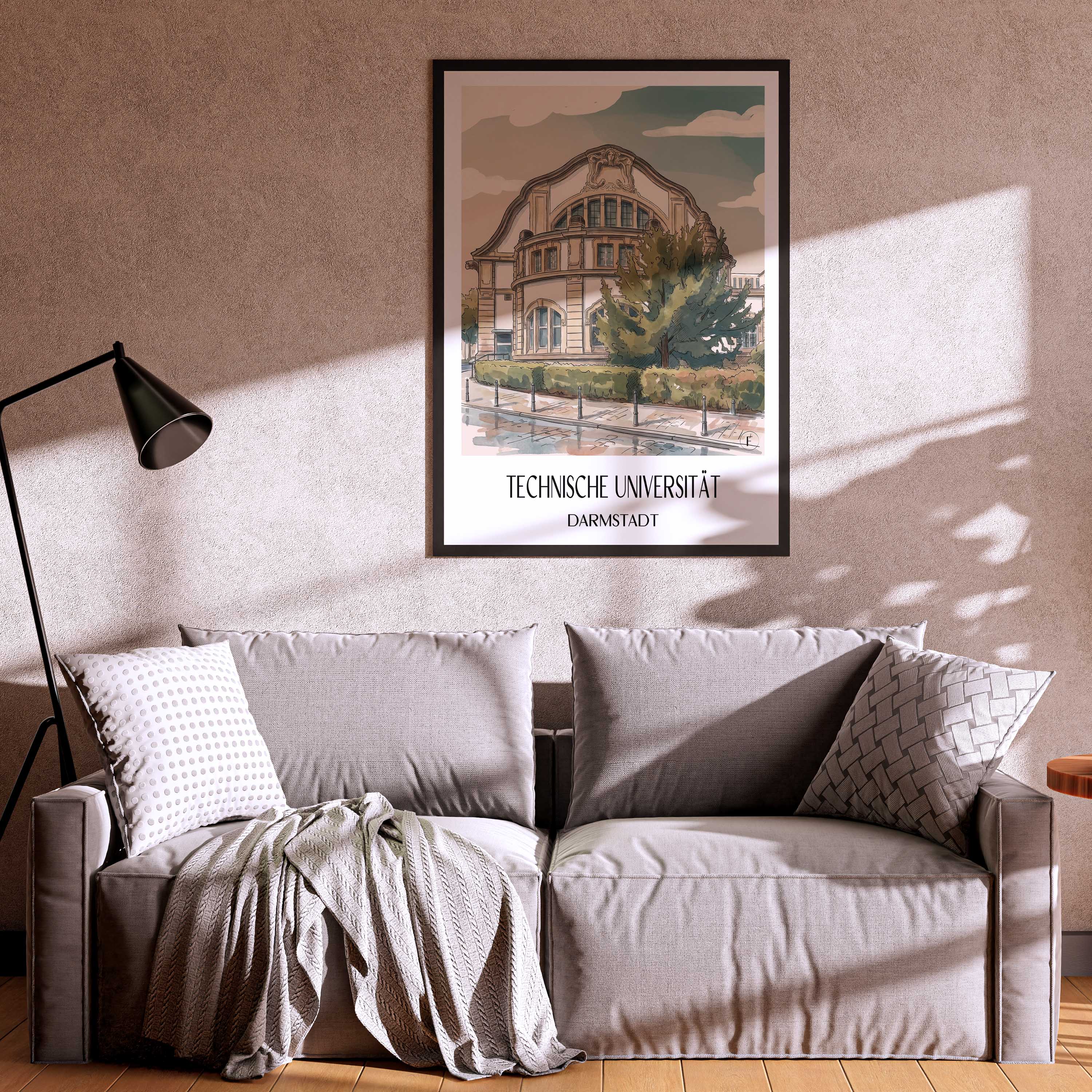 technische-universität-darmstadt-deutschland-poster-aquarell