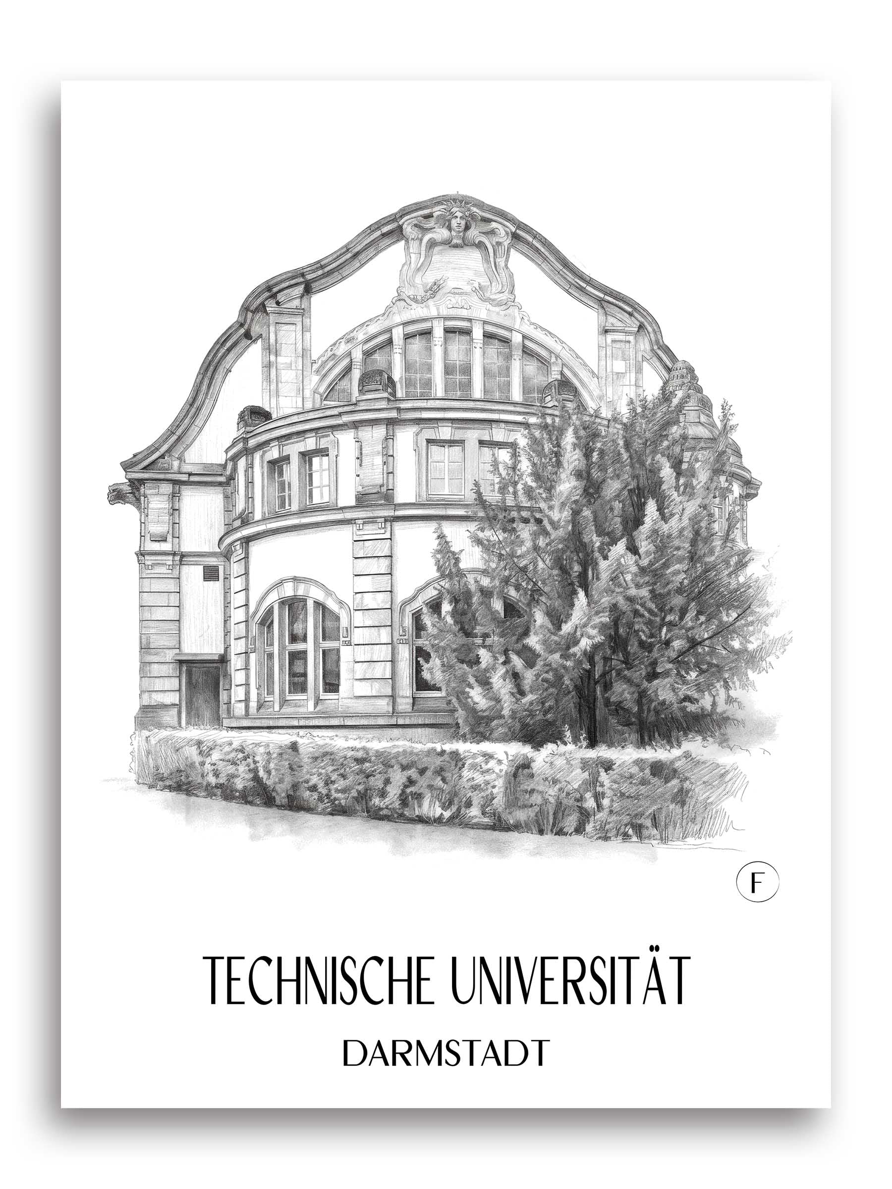 technische-universität-darmstadt-deutschland-poster-bleistift-zeichnung-drawing