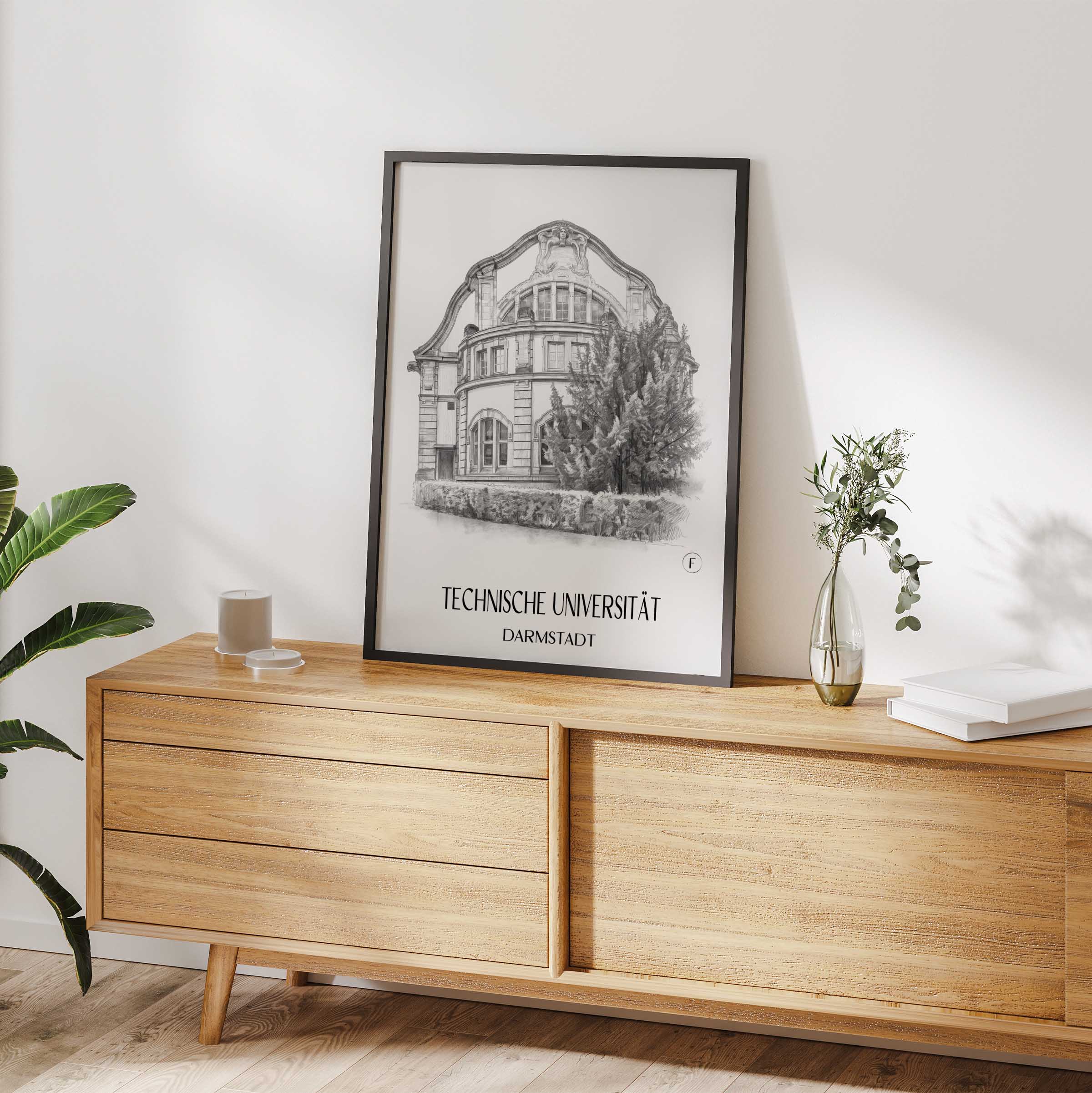 technische-universität-darmstadt-deutschland-poster-bleistift-zeichnung-drawing