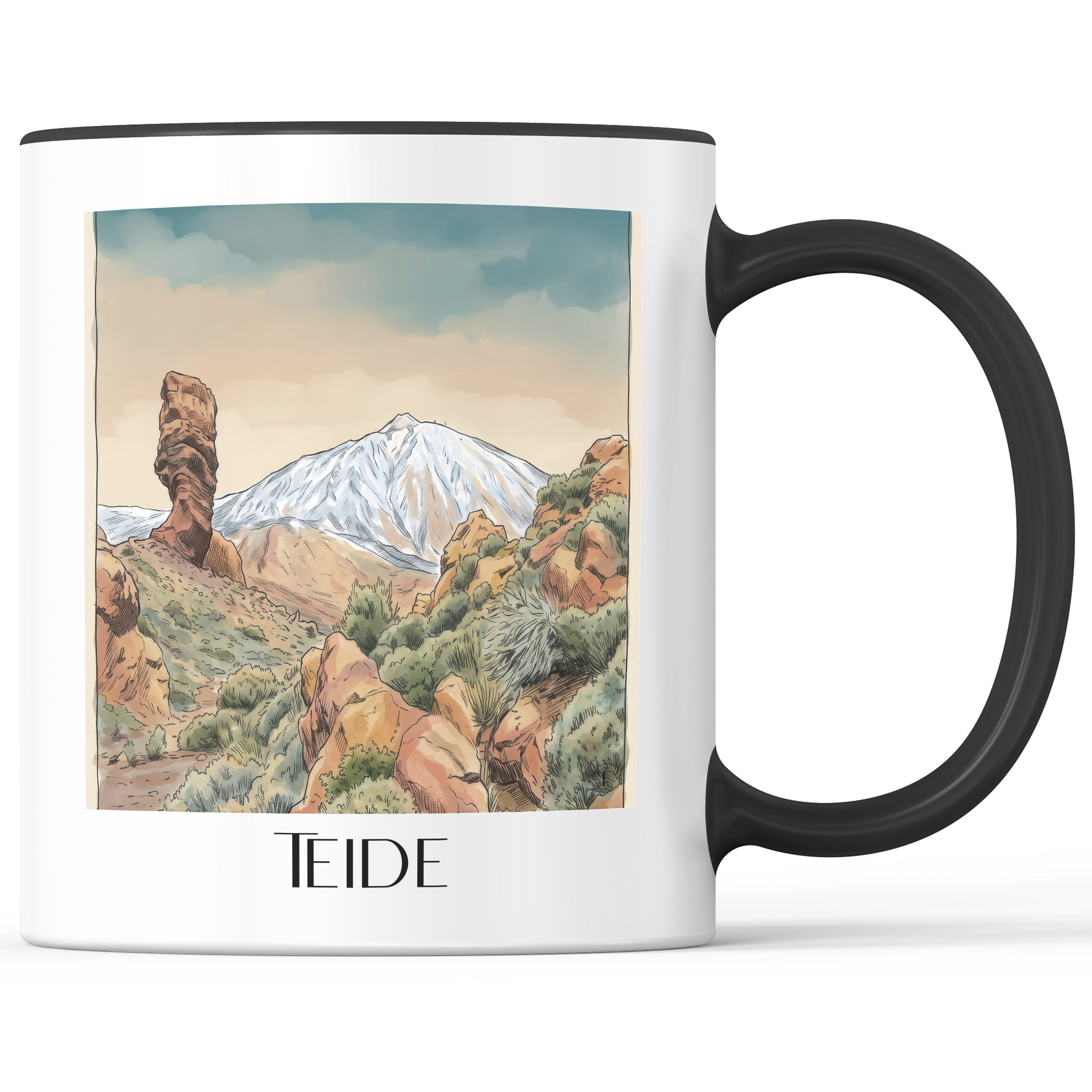 Teide Kaffeebecher - Teneriffa - Spanien Becher - Kaffeetasse im Aquarell Stil - favplace