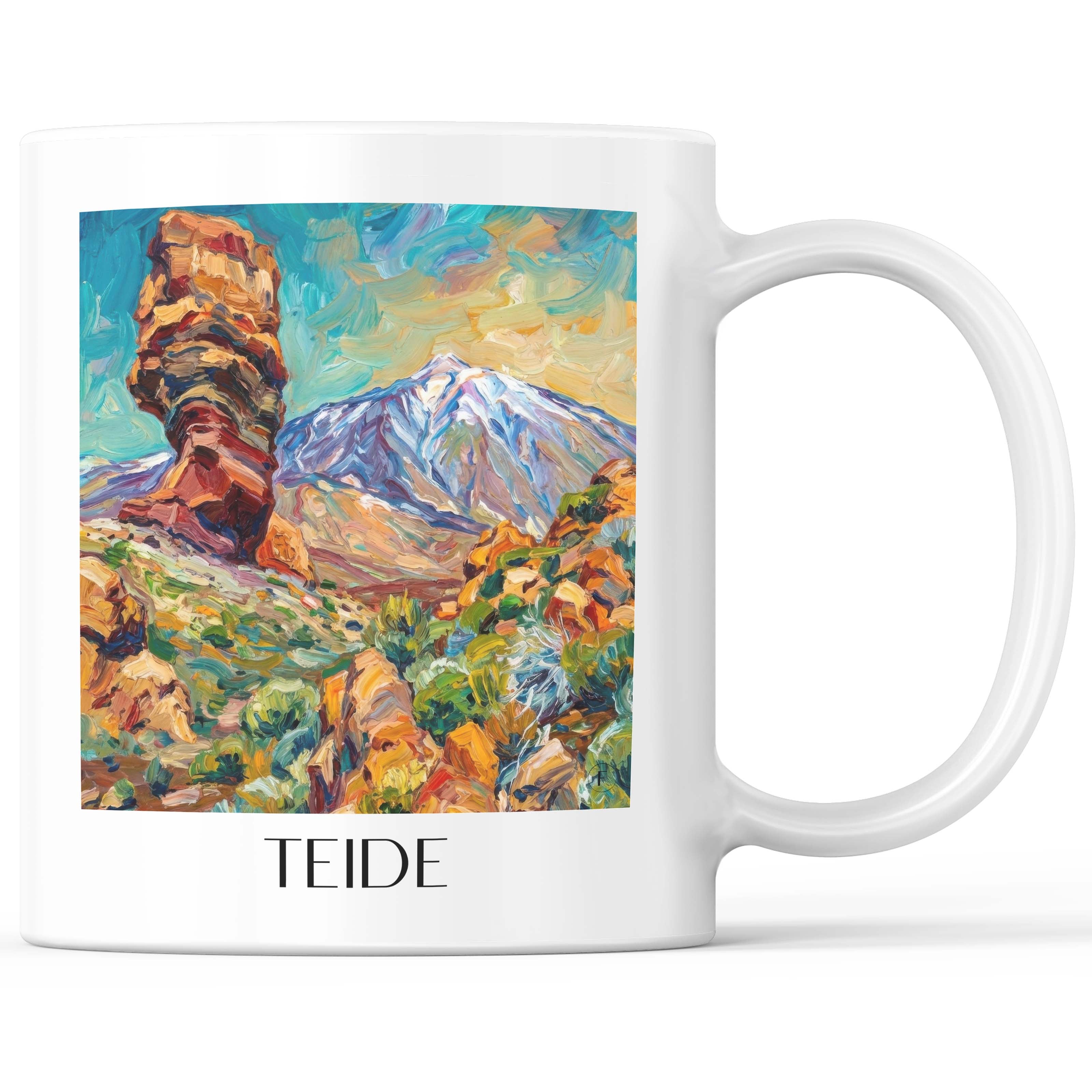Teide Kaffeebecher - Teneriffa - Spanien Becher - Kaffeetasse im Ölgemälde Stil - favplace