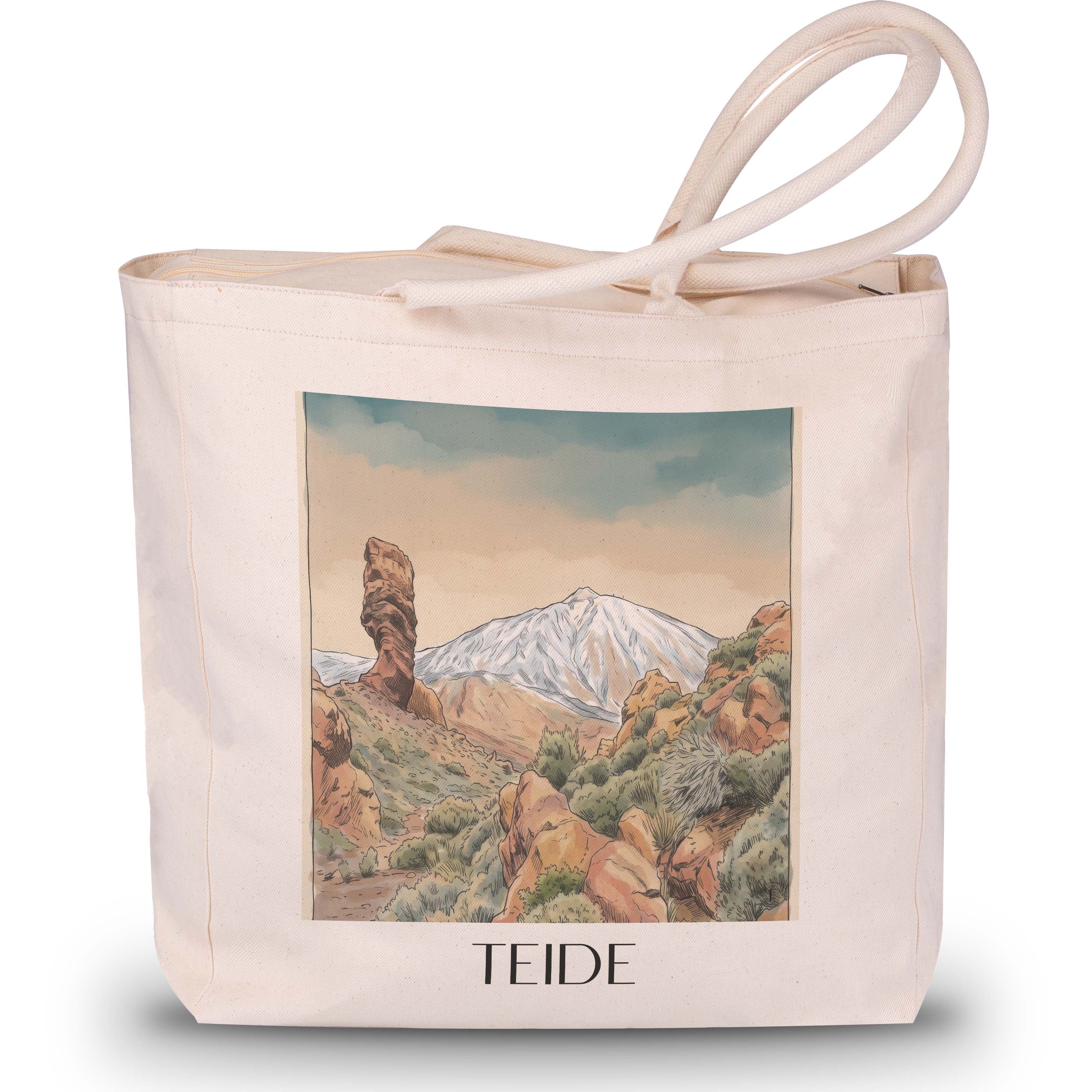 teide-teneriffa-spanien-einkaufstasche-aquarell