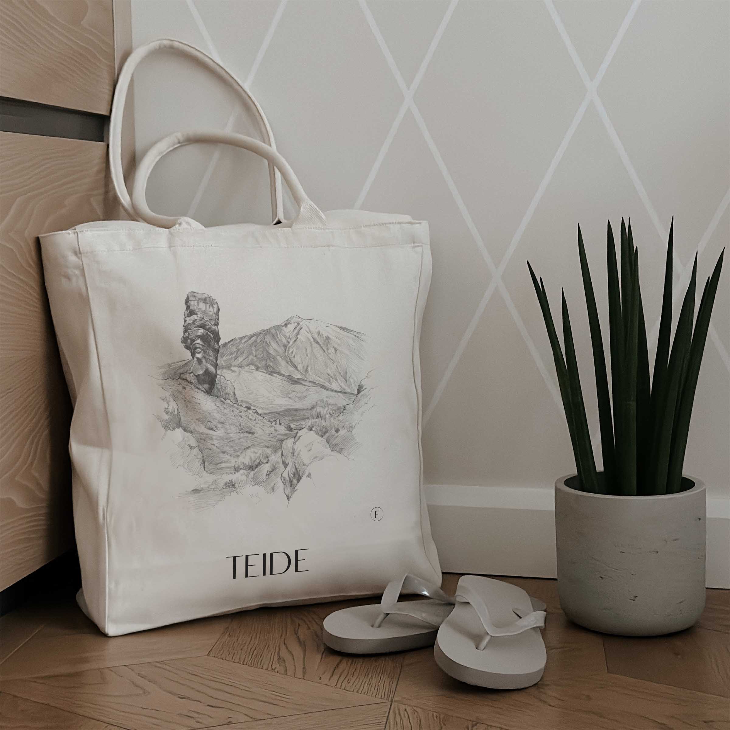 teide-teneriffa-spanien-einkaufstasche-bleistift-zeichnung-drawing