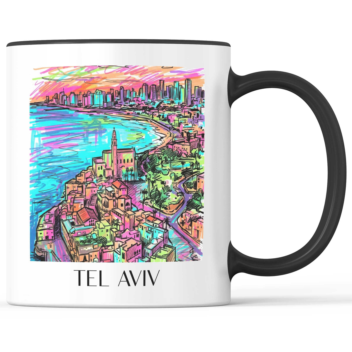 Tel Aviv - Israel Becher - Kaffeetasse im Tag Graffiti Stil - favplace