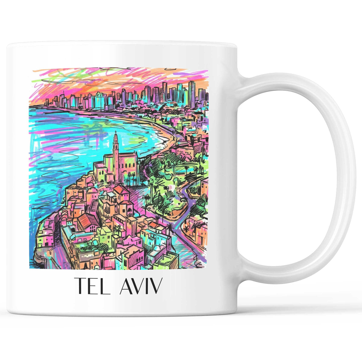 Tel Aviv - Israel Becher - Kaffeetasse im Tag Graffiti Stil - favplace