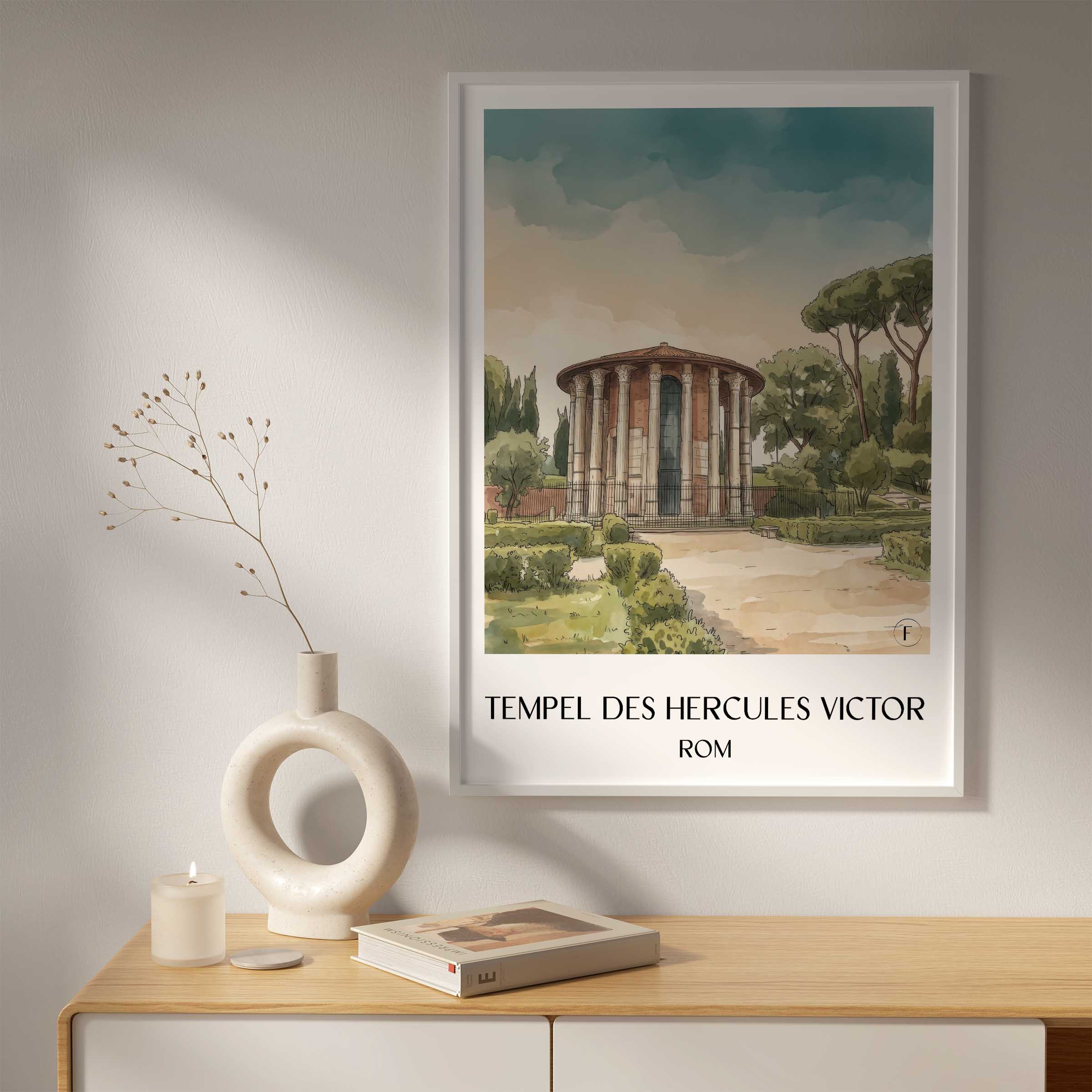 tempel-des-hercules-victor-rom-italien-poster-aquarell