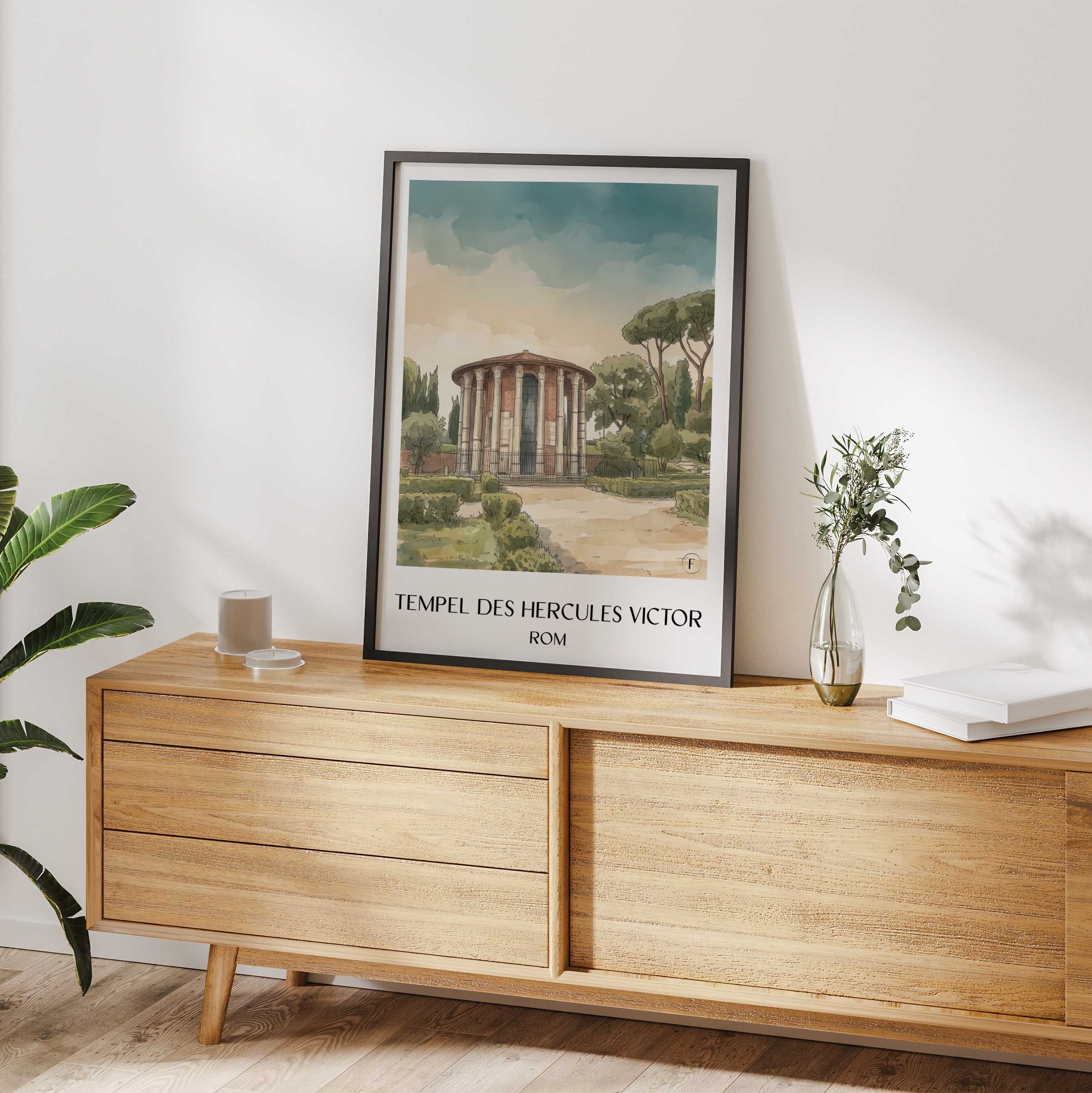 tempel-des-hercules-victor-rom-italien-poster-aquarell