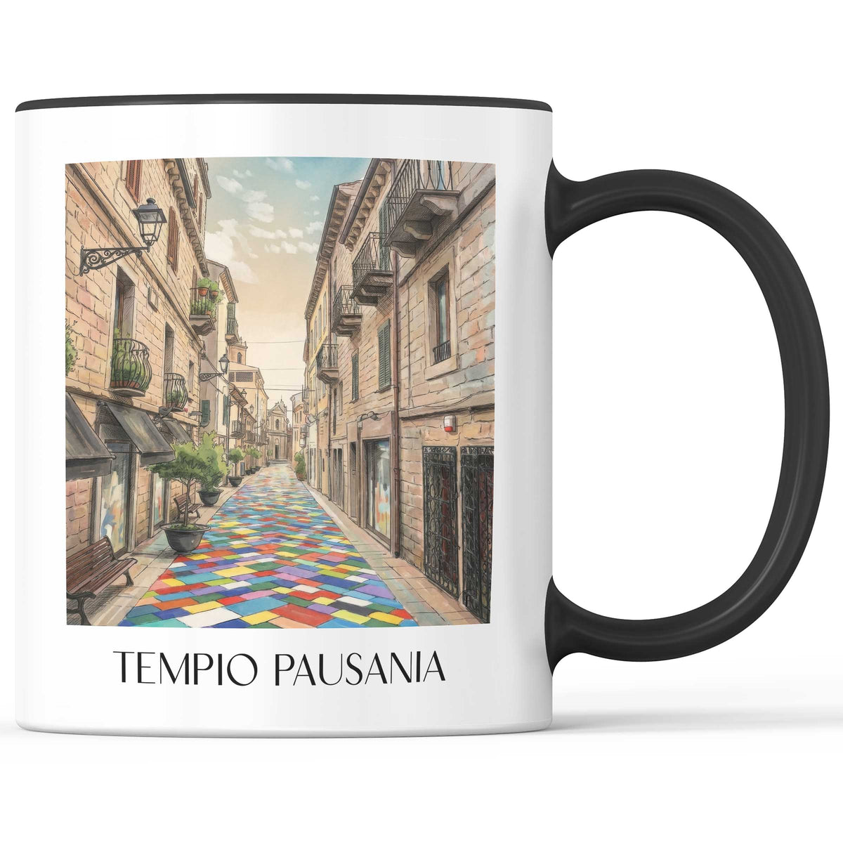 tempio-pausania-sardinien-italien-kaffeebecher-aquarell