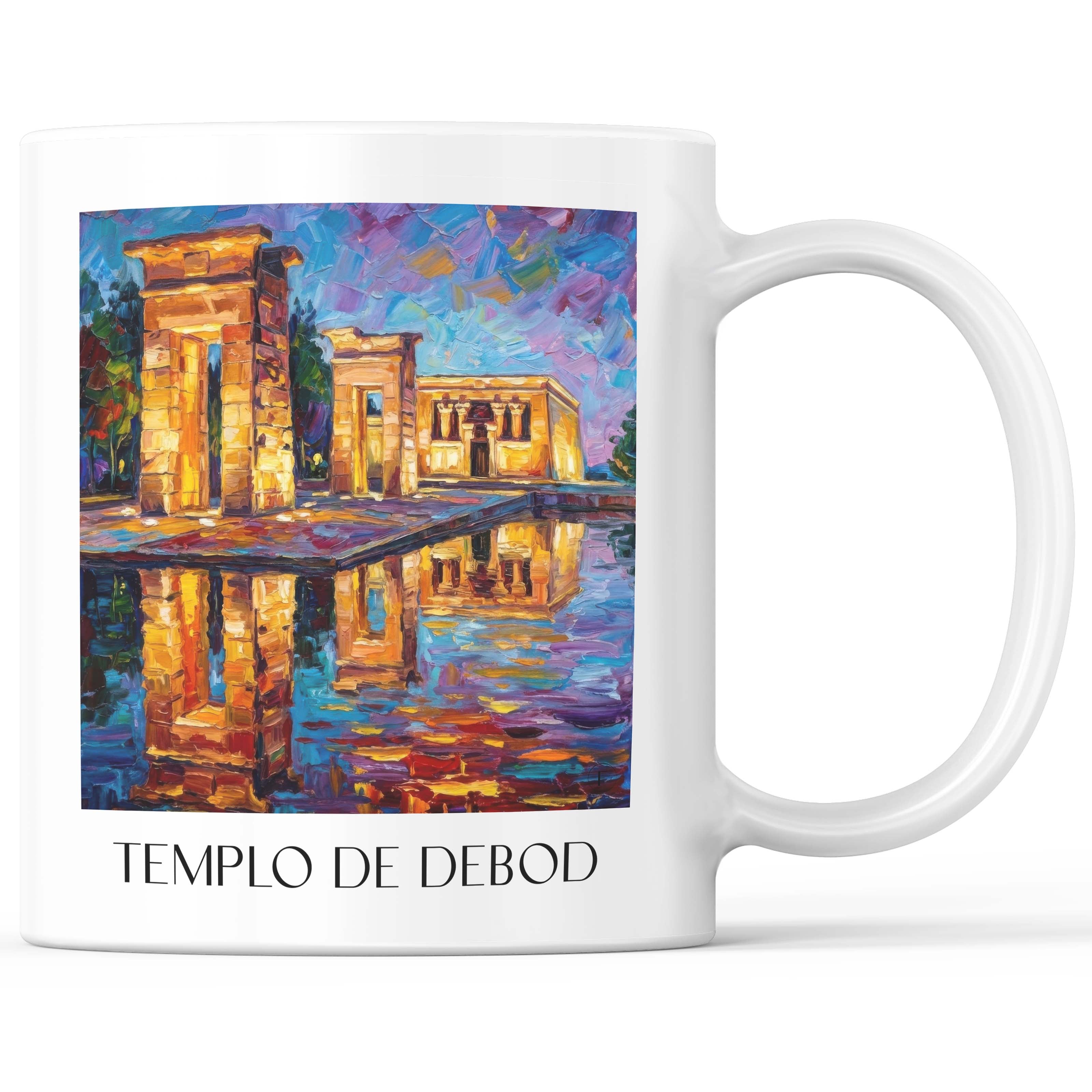 Templo de Debod Kaffeebecher - Madrid - Spanien Becher - Kaffeetasse im Ölgemälde Stil - favplace