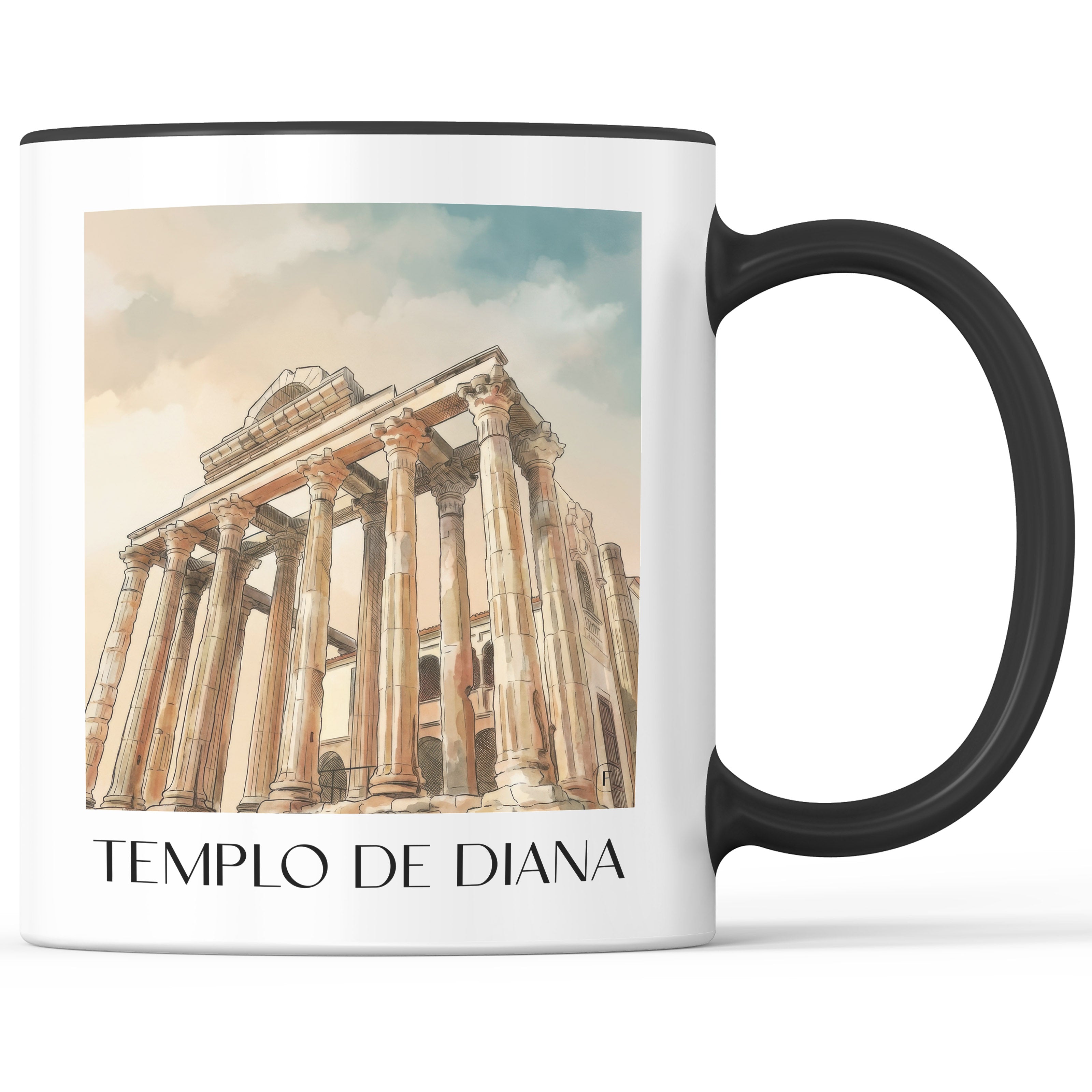 templo-de-diana-mérída-spanien-kaffeebecher-aquarell