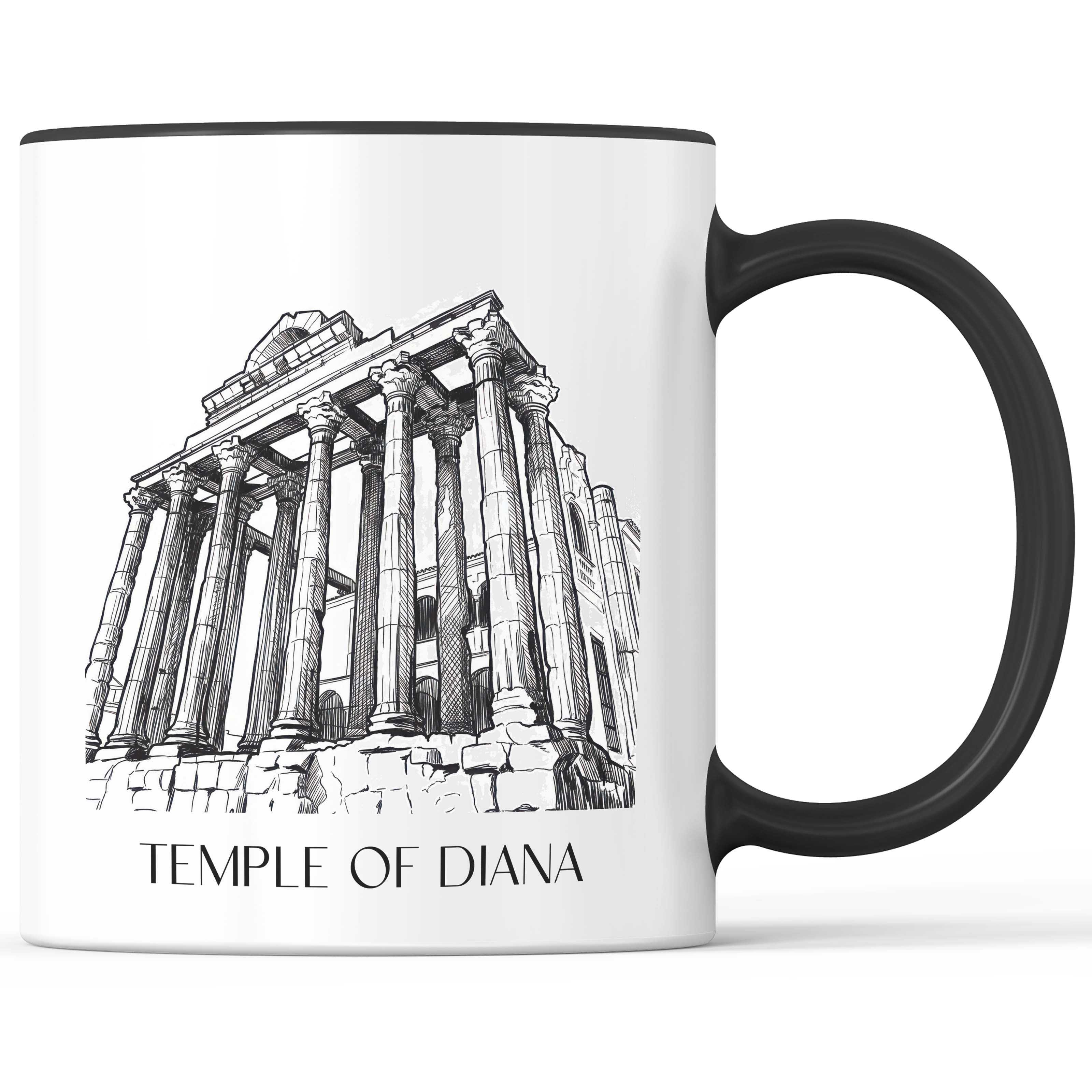 Templo de Diana Kaffeebecher - Mérída - Spanien Becher - Kaffeetasse im Skizze Stil - favplace