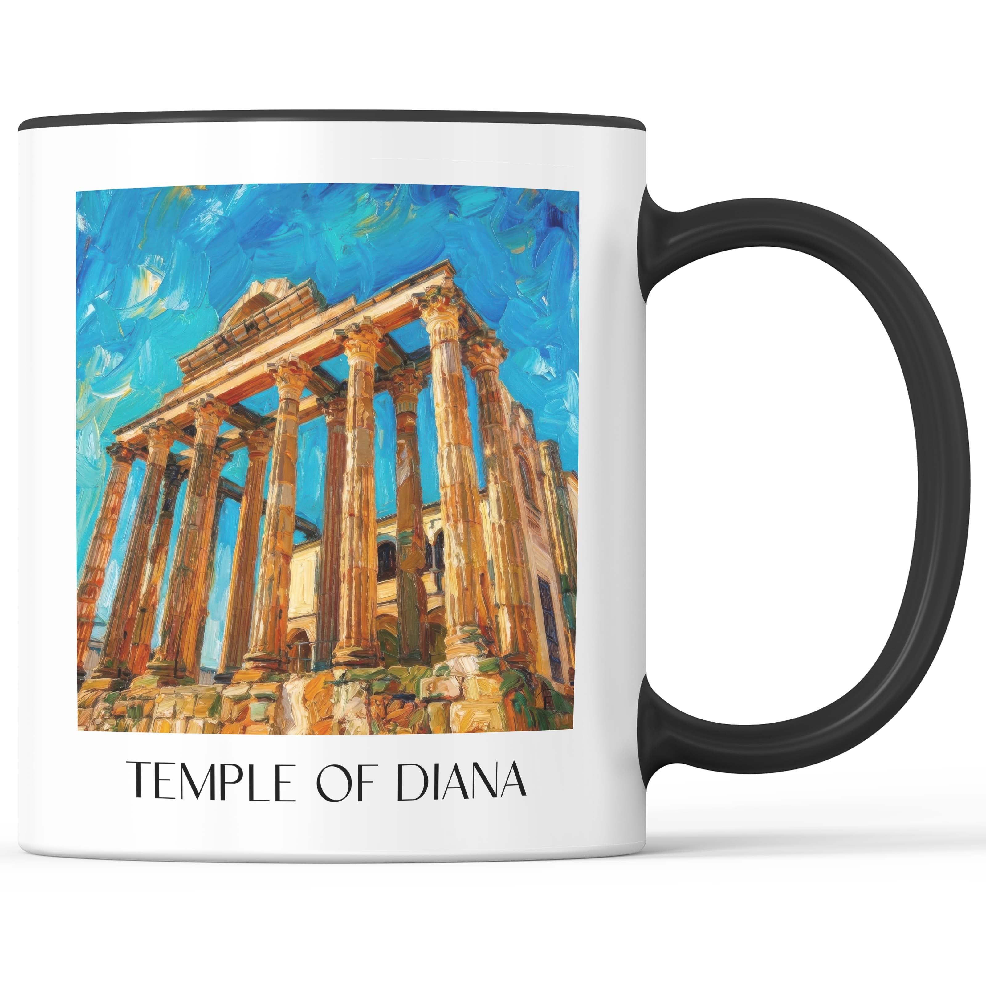 Templo de Diana Kaffeebecher - Mérída - Spanien Becher - Kaffeetasse im Ölgemälde Stil - favplace