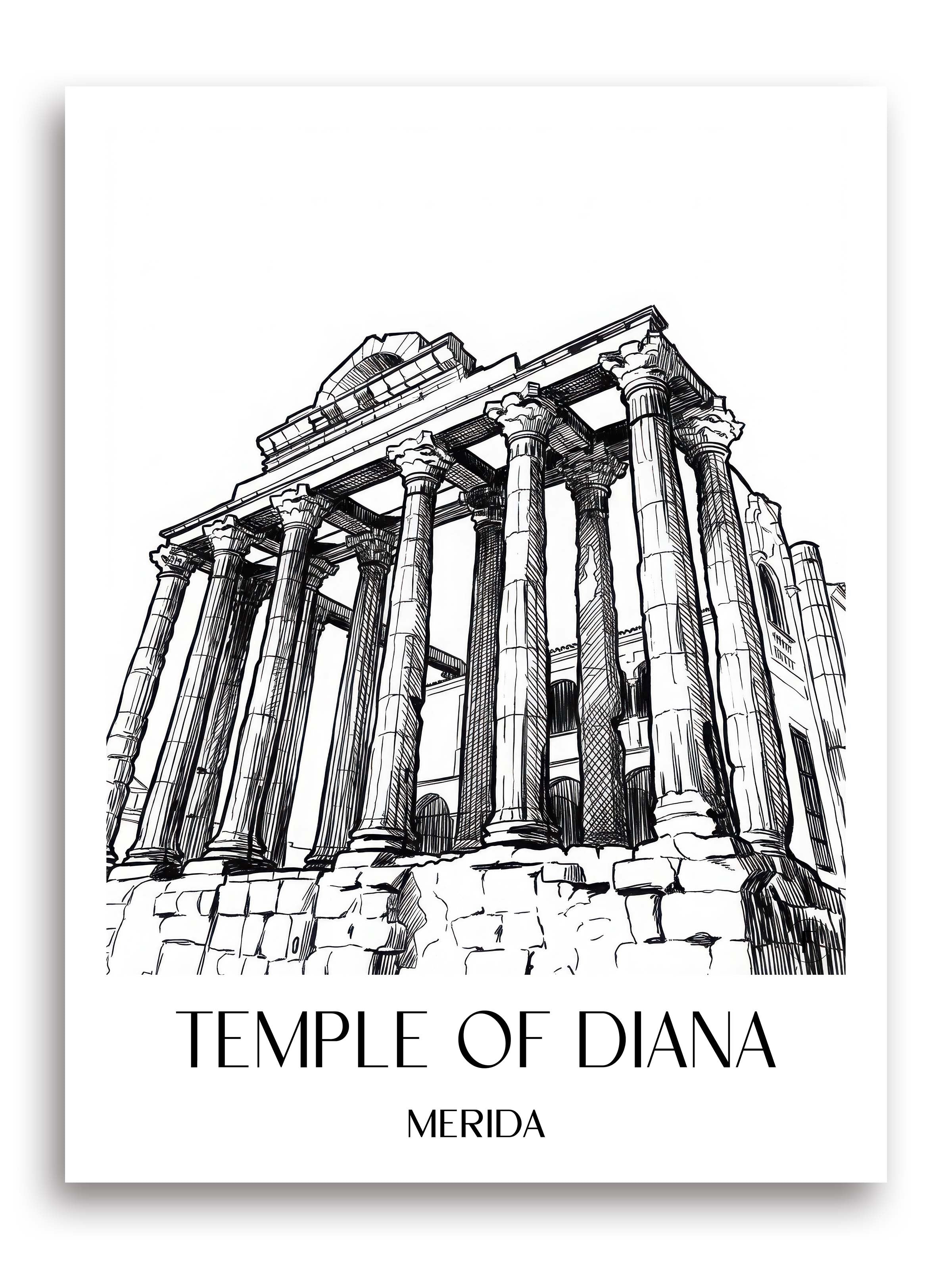 Templo de Diana Poster - Mérída - Spanien Kunstdruck - Skizze von A4 bis A1 - favplace