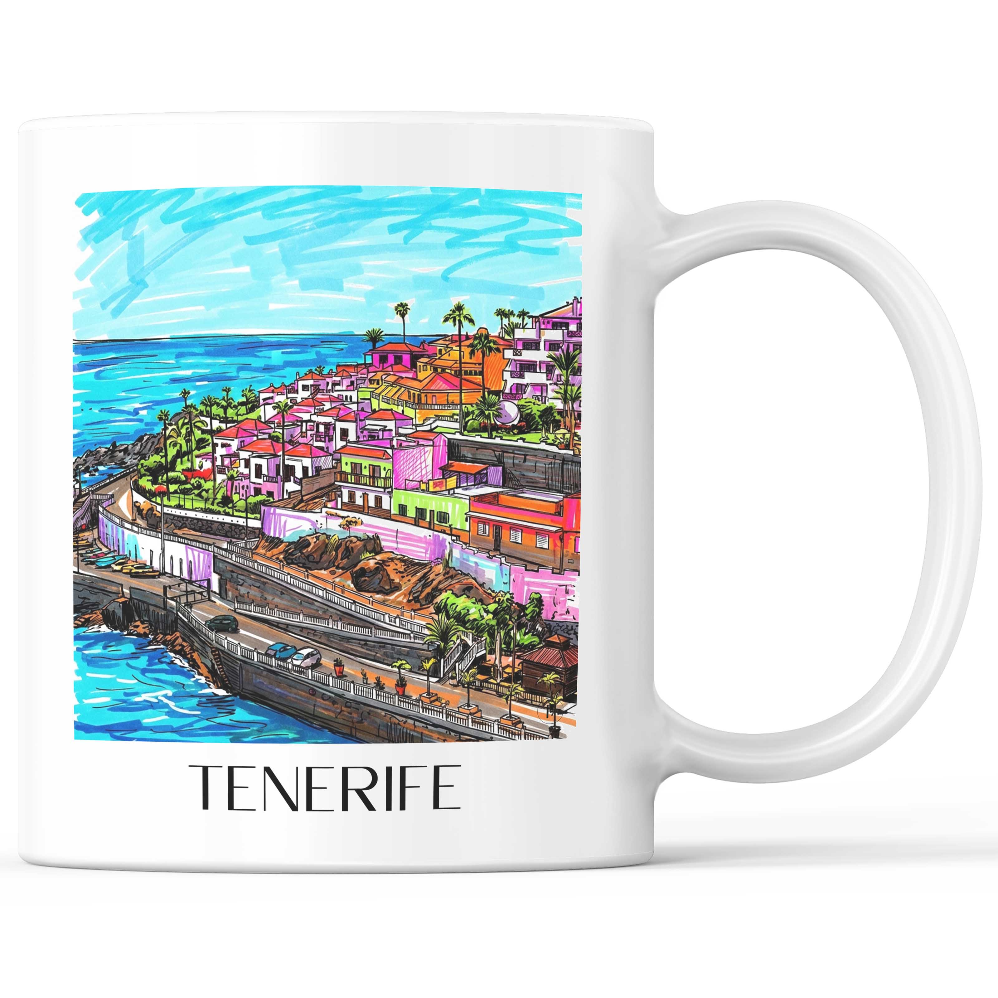 Teneriffa Kaffeebecher - Spanien - Spanien Becher - Kaffeetasse im Tag Graffiti Stil - favplace