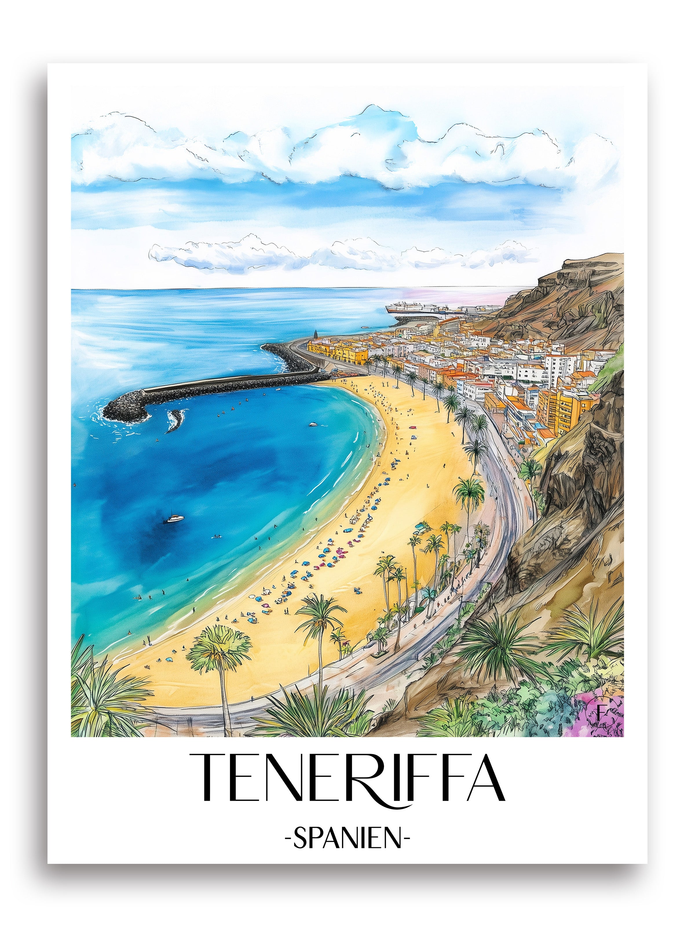 teneriffa-spanien-poster-aquarell