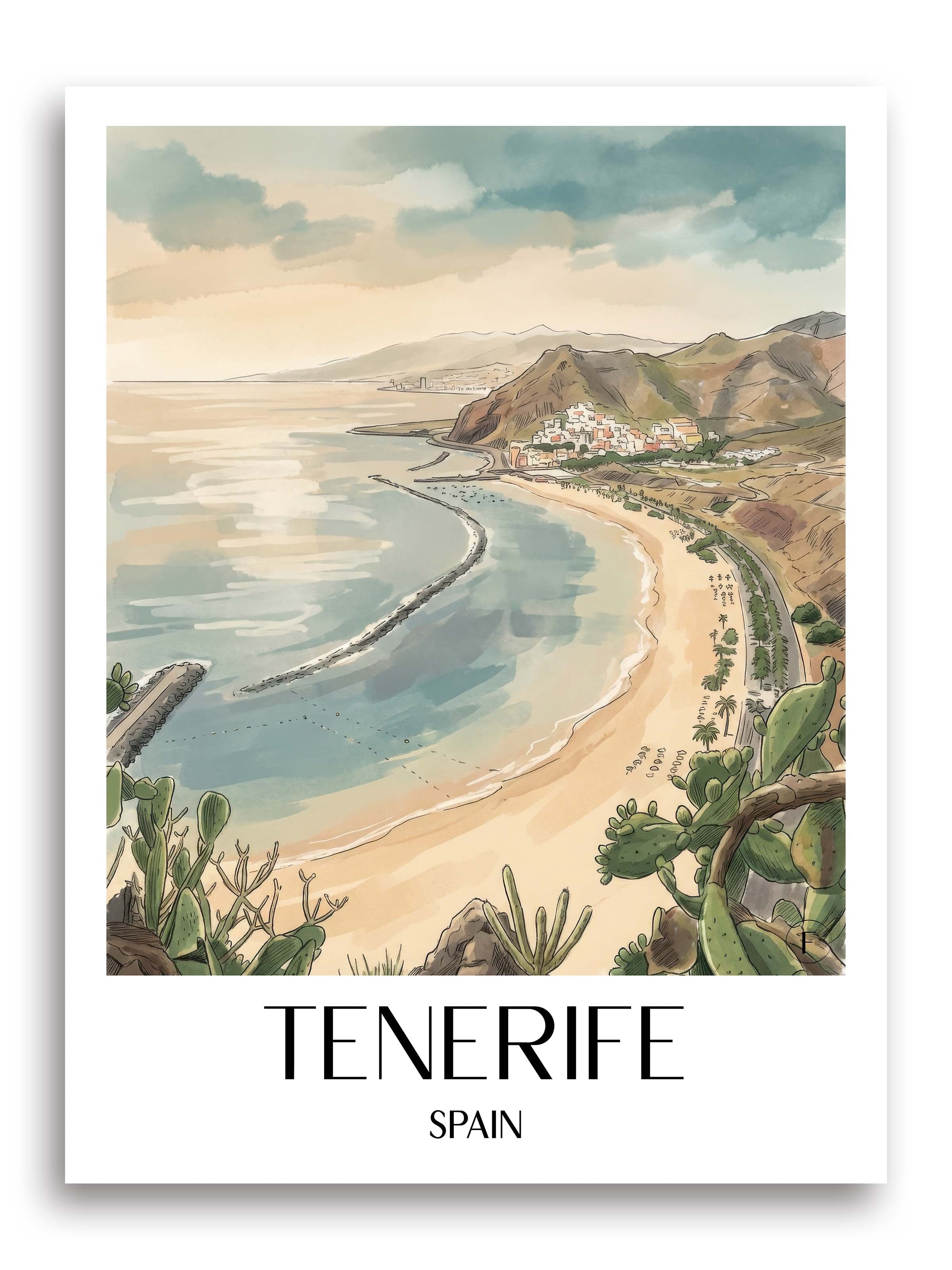 Teneriffa Poster - Spanien Kunstdruck - Aquarell von A4 bis A1 - favplace