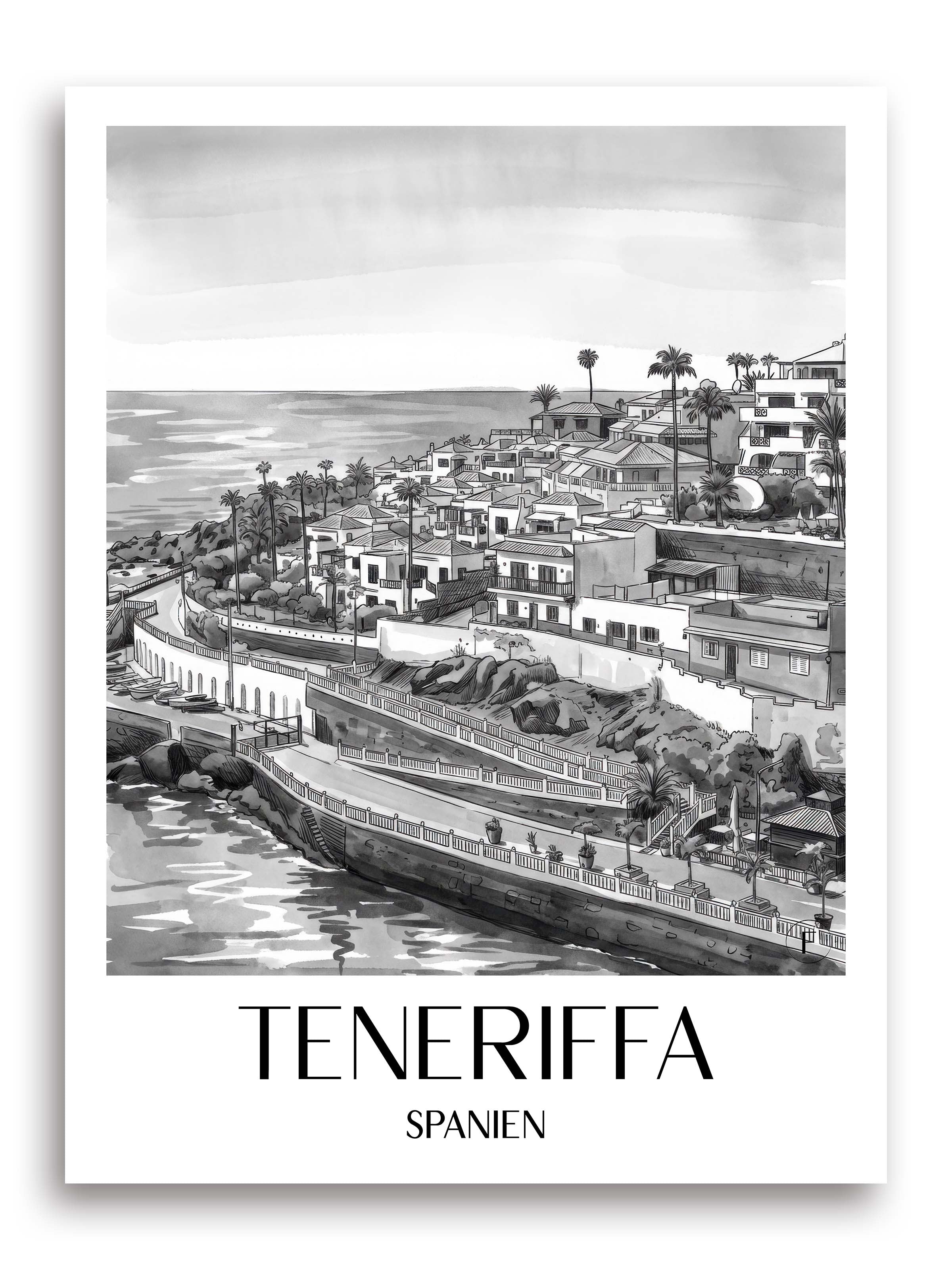 teneriffa-spanien-spanien-poster-aquarell-schwarz-weiss